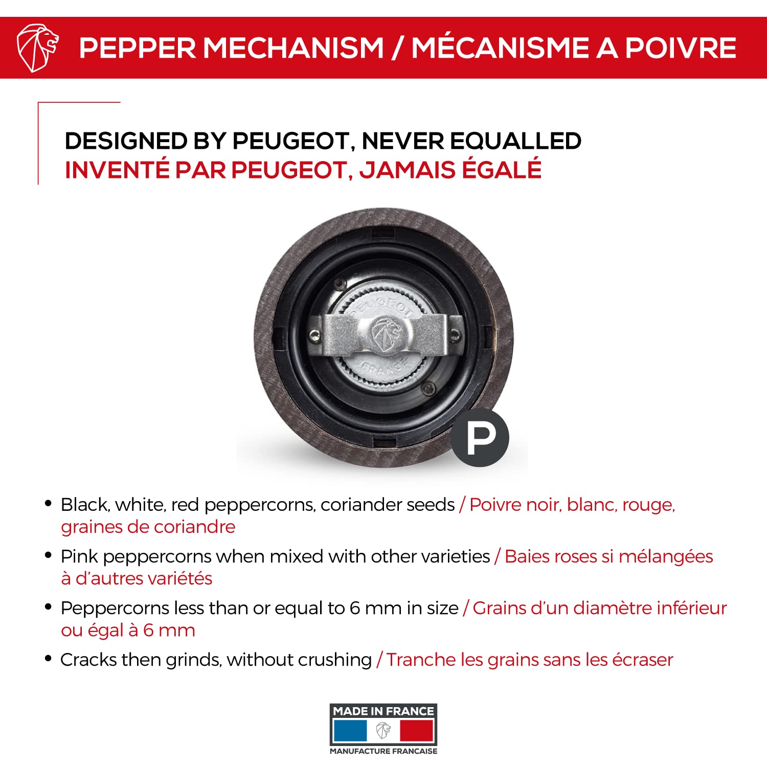 Peugeot Paris u'Select Manual Pepper Mill - Adjustable Coarseness - Premium Beechwood & Chocolate Finish - Perfect for Kitchen, Dining Table & Gourmet Cooking