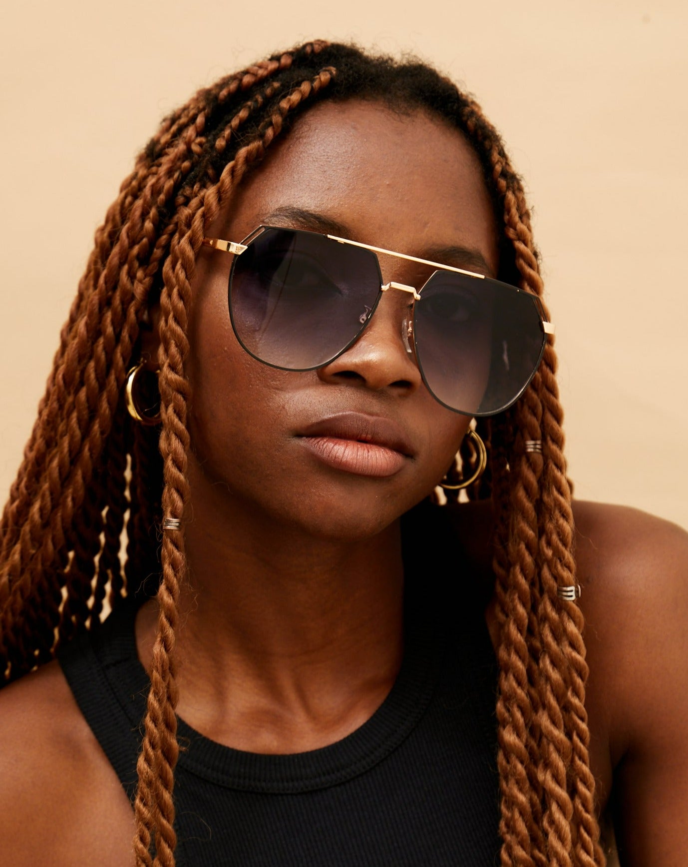 Farrah Midnight Square Aviator Sunglasses for Women - Polarized UV Protection - Classic Retro Style for Driving, Beach & Outdoor Activities