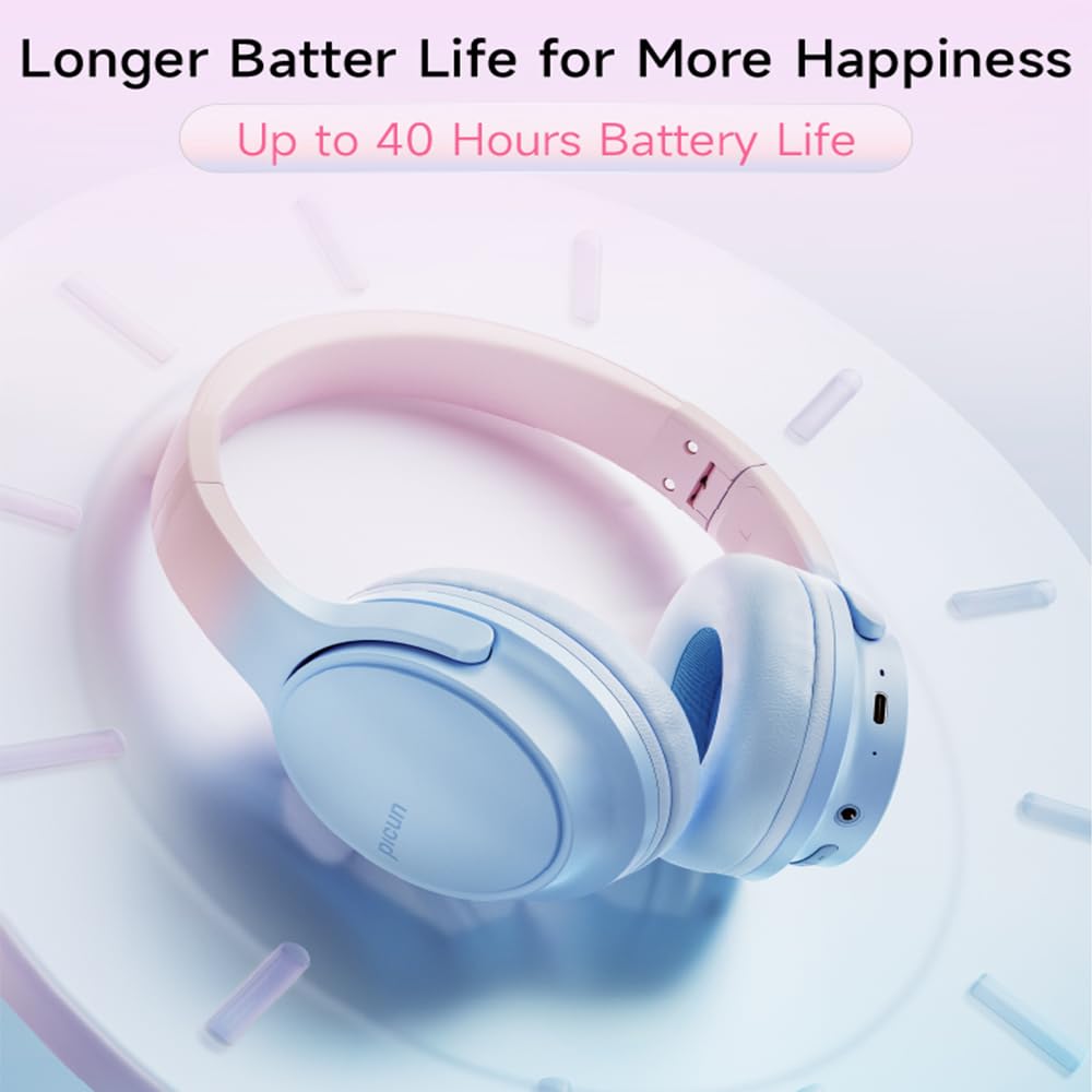 SLuB Wireless Over-Ear Headphones with Bluetooth 5.0, Foldable Design, HD Stereo Sound & Built-in Mic, 30H Battery Life - Perfect for Phone Calls, Gaming, TV Watching, Office Work & Travel (Pink)