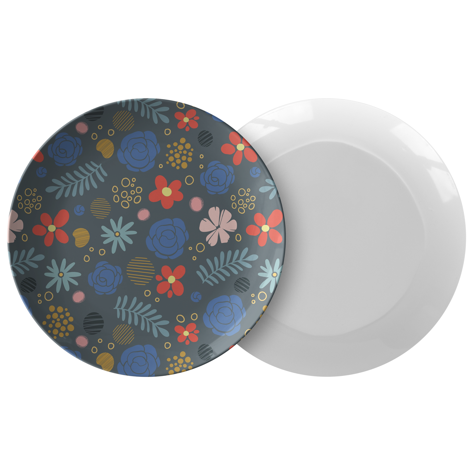 Floral Plastic Dinner Plates - Decorative One-Sided Print for Parties, Weddings & Special Occasions