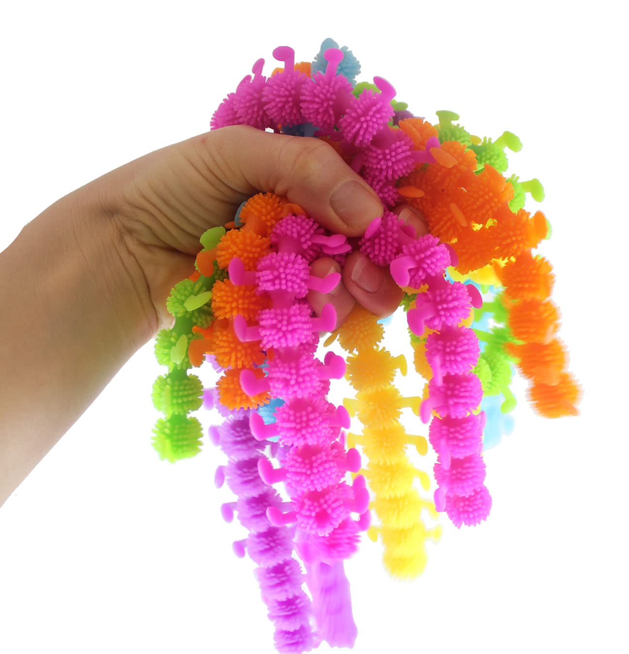 Stretchy Caterpillar Animal Puffer Sensory Toys - Set of 6 Stretchy Noodle Fidget Toys for Kids - Fun Stretching String Fiddle Toys for Stress Relief & Sensory Play - Perfect for Classroom, Travel & Autism Therapy