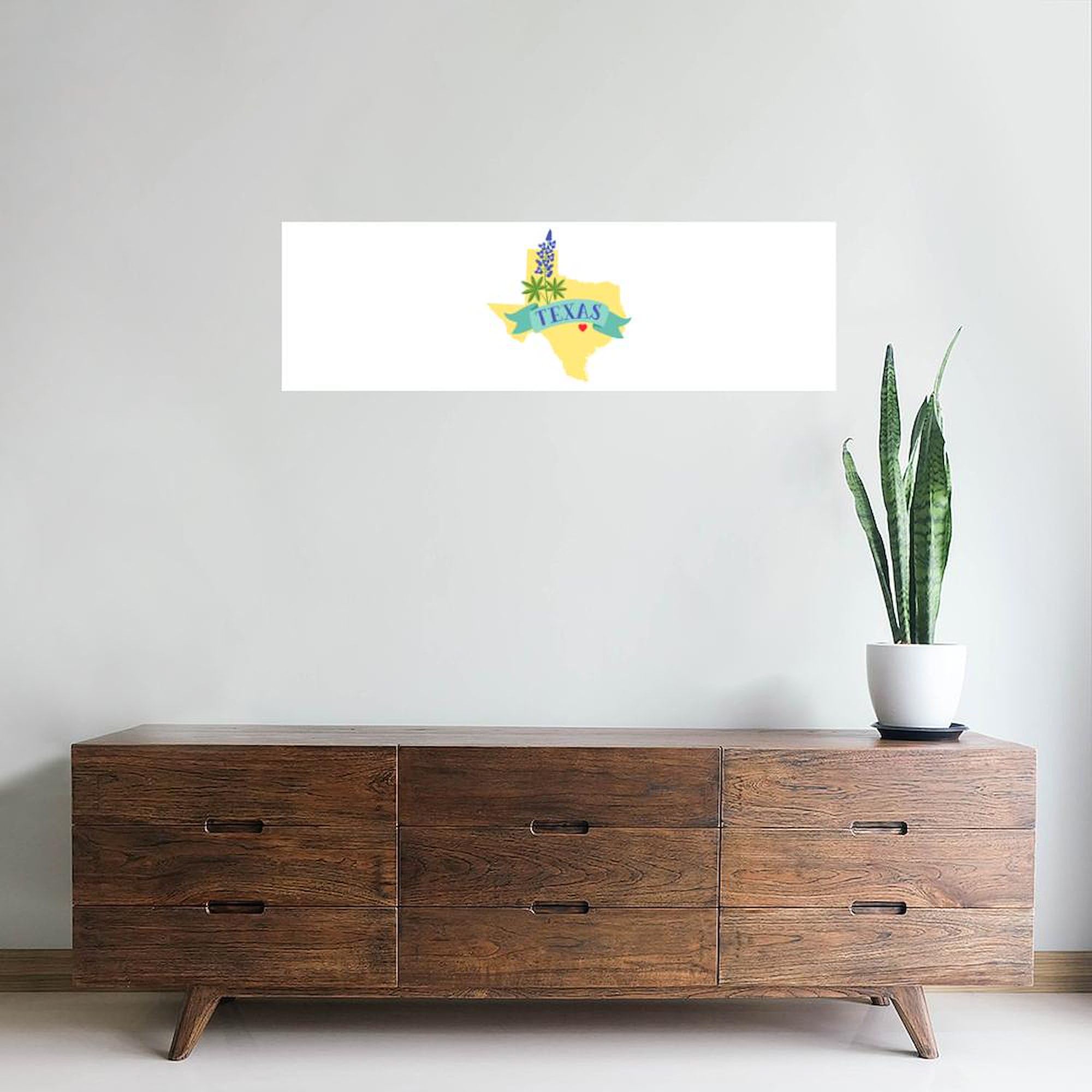 Texas State Outline Bluebonnet Flower Wall Decal 36x11 - Removable Vinyl Wall Art, Reusable Peel and Stick Home Decor for Living Room, Bedroom, Nursery, Office