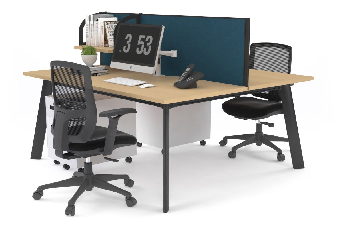 2 Person Workstation with Black Frame - 1200L x 800W Office Desk with Cable Management | Perfect for Home Office, Coworking Spaces & Small Business Teams