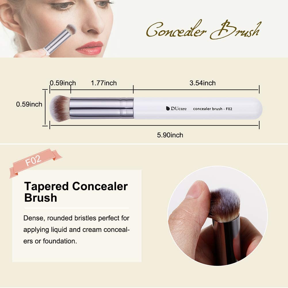 DUcare 3Pcs Professional Makeup Brush Set - Foundation, Contour & Blusher Brushes for Flawless Face Makeup | Perfect for Travel, Liquid & Powder Blending, Buffing & Stippling | Kabuki Brush Included for Seamless Bronzer Application