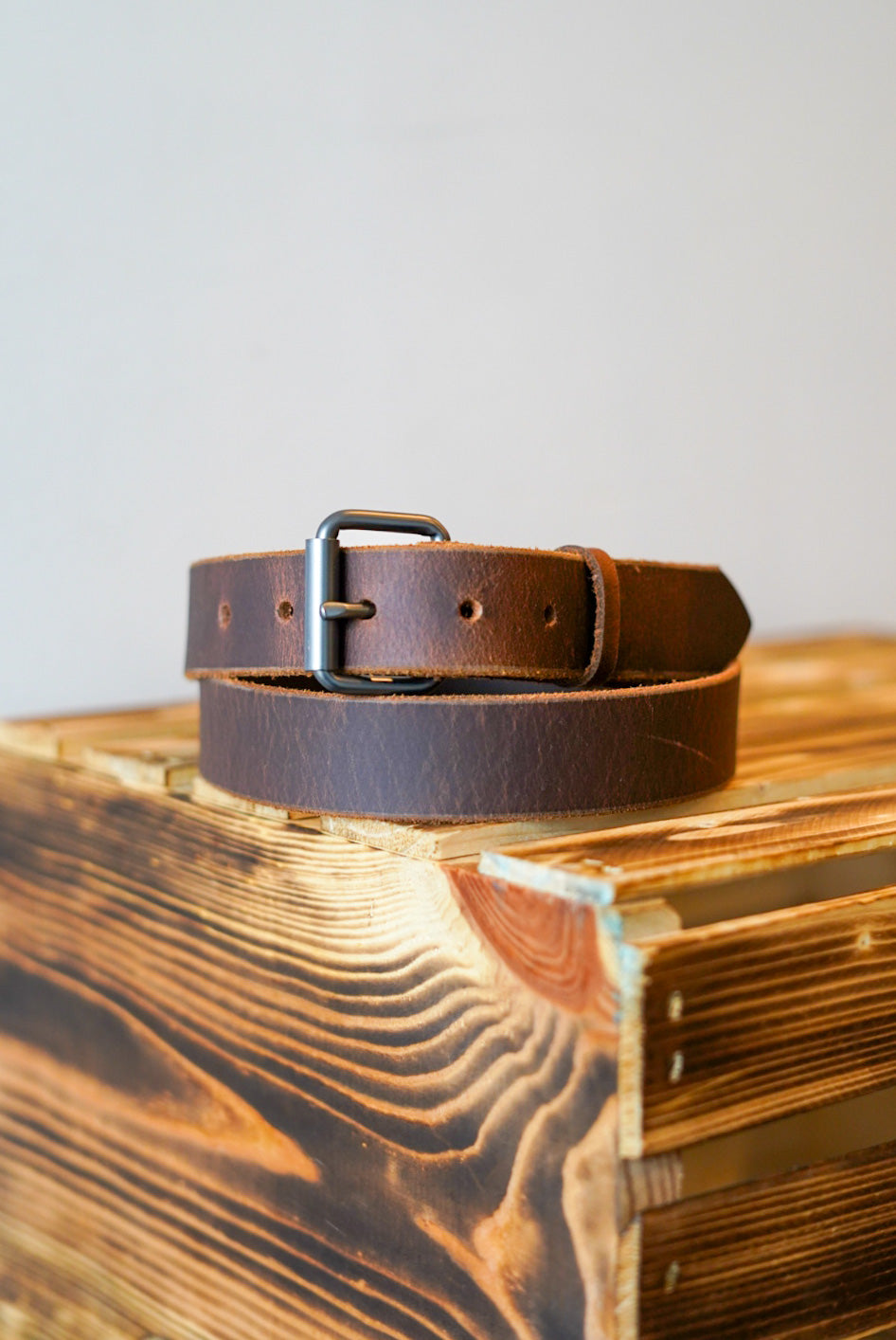 1 1/4 Inch Water Buffalo Leather Belt - Medium Brown with Gunmetal Hardware - Durable Dress & Casual Belt for Men | Perfect for Office, Wedding & Everyday Wear