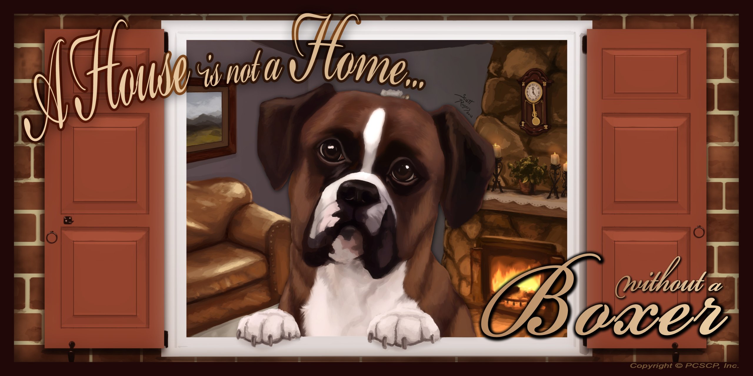 Boxer Dog 'Paws on the Windowsill' Home Decor Sign Plaque - Scott Rogers Art - Perfect for Pet Lovers & Dog Owners - Great for Living Room, Bedroom or Front Porch Decor