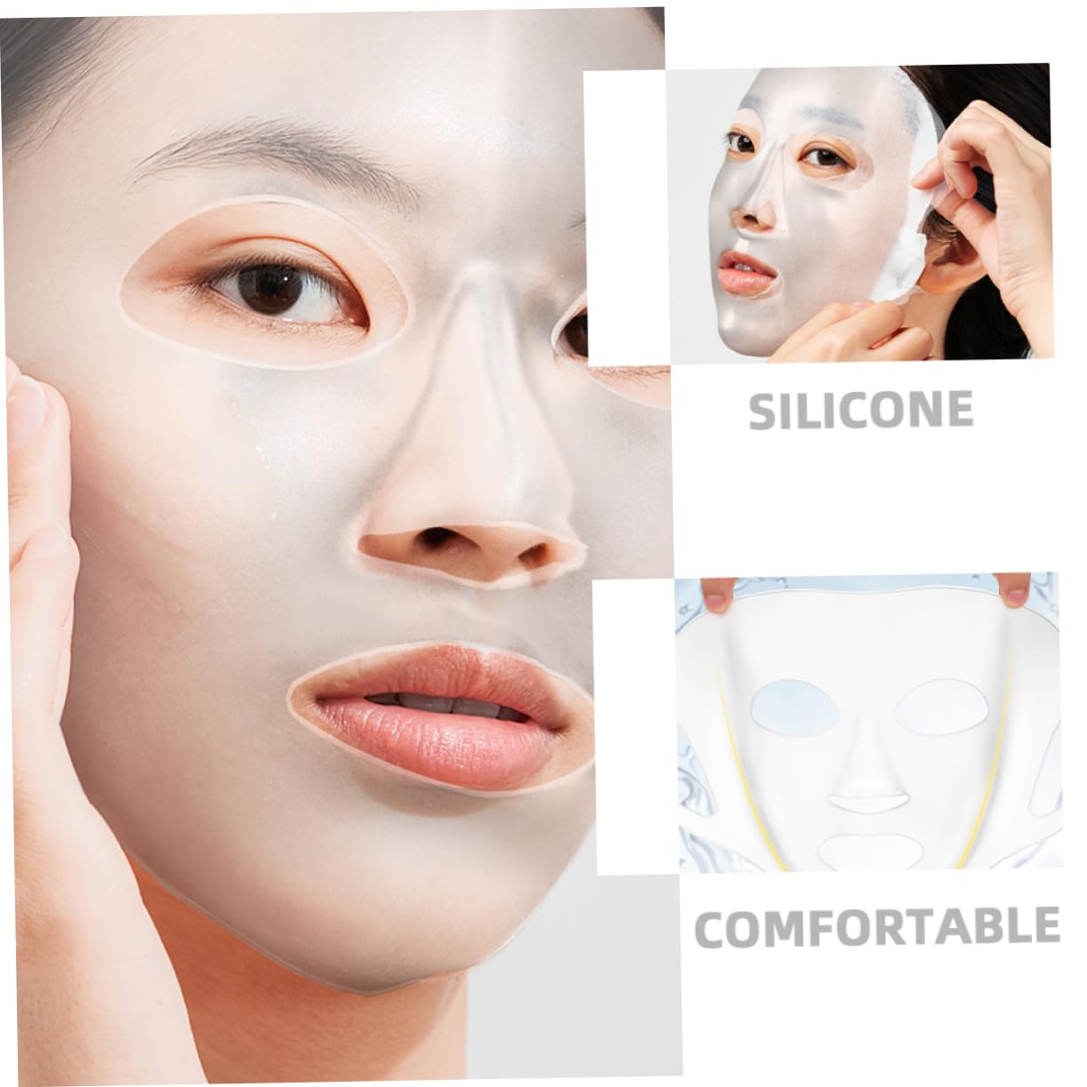 3 Pack Reusable Silicone Face Mask Cover - Transparent Moisturizing Skincare Mask for Anti-Aging & Beauty - Perfect for Spa, Night Routine & Travel Skincare