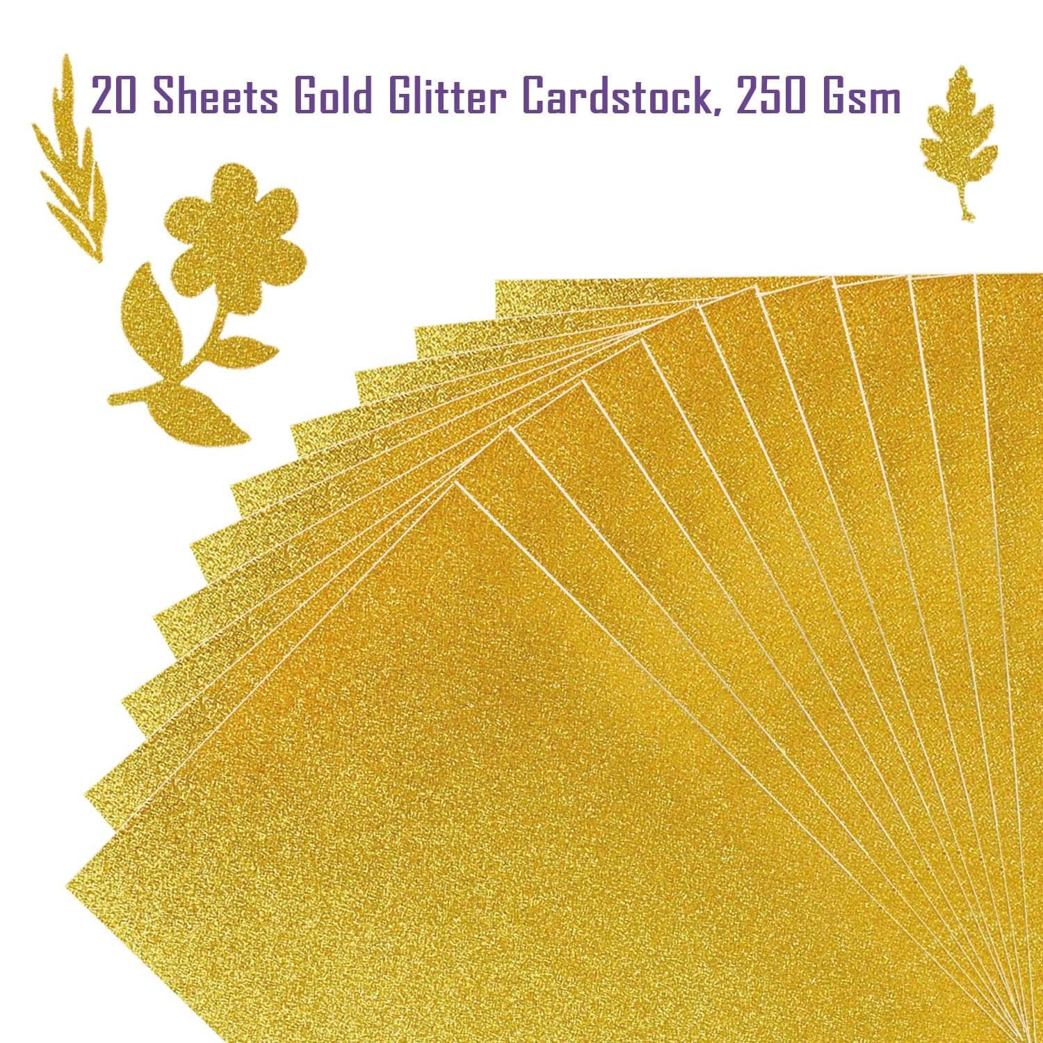 Premium Glitter Cardstock Paper 20 Sheets A4 Gold - Scrapbooking & Gift Wrapping