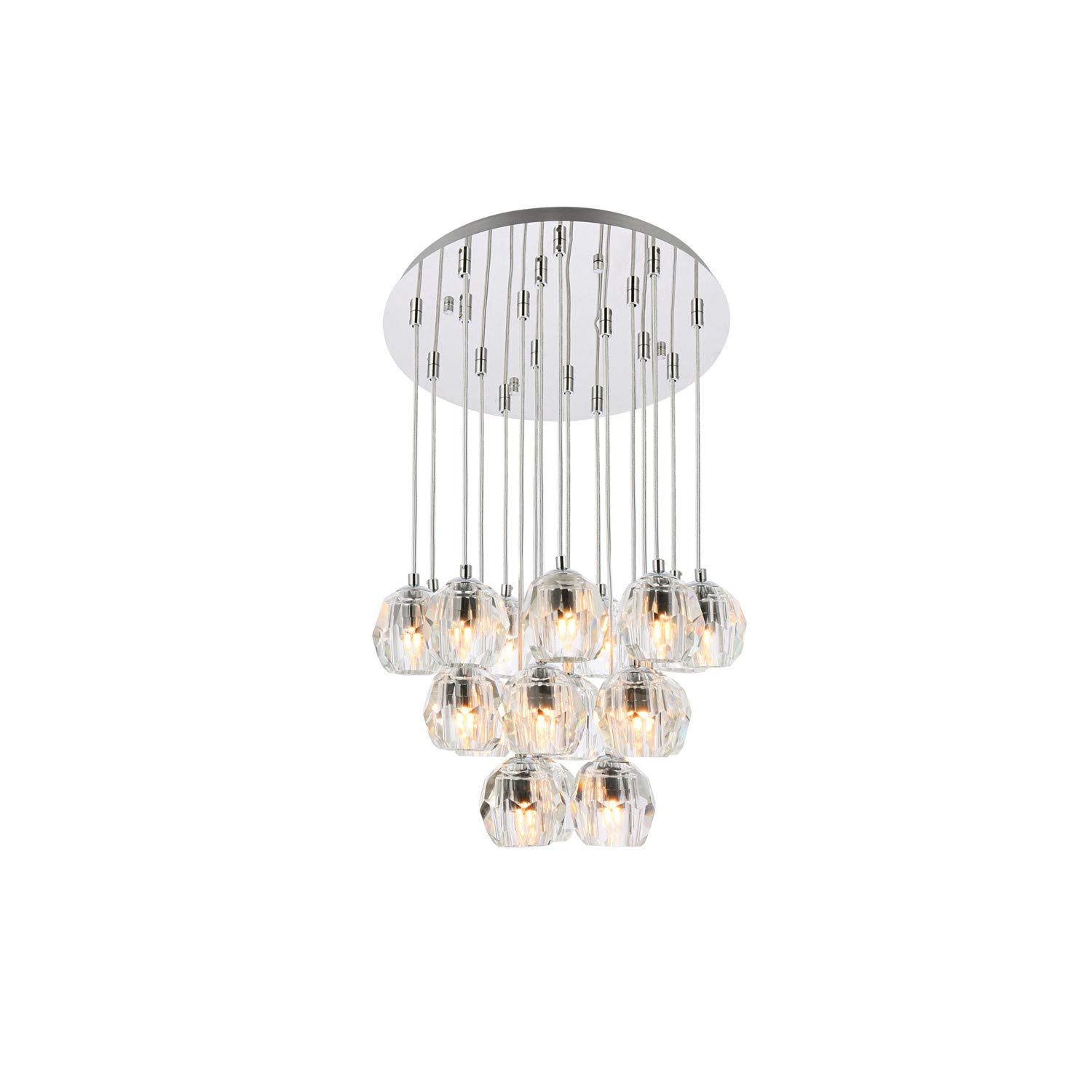 Eren 18-Light Chrome Pendant Lighting Fixture - Modern Dining Room Chandelier for Kitchen Island, Living Room, and Bedroom Ceiling Decor