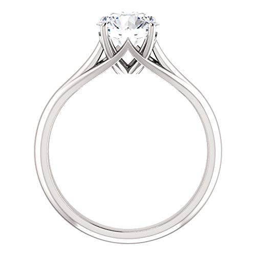 GNG 14K White/Yellow Gold 1.25 CT Simulated Diamond Solitaire Engagement Ring - 4 Prong Promise Bridal Ring for Wedding, Proposal & Anniversary Gifts