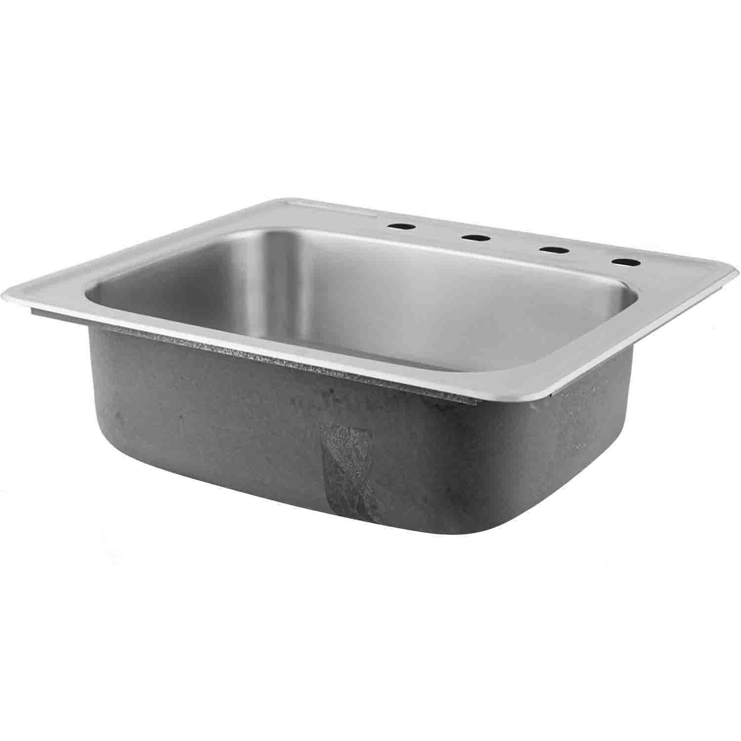 DAX OM 2522 Single Bowl Top Mount Kitchen Sink - 20 Gauge Stainless Steel with Brushed Finish, 25