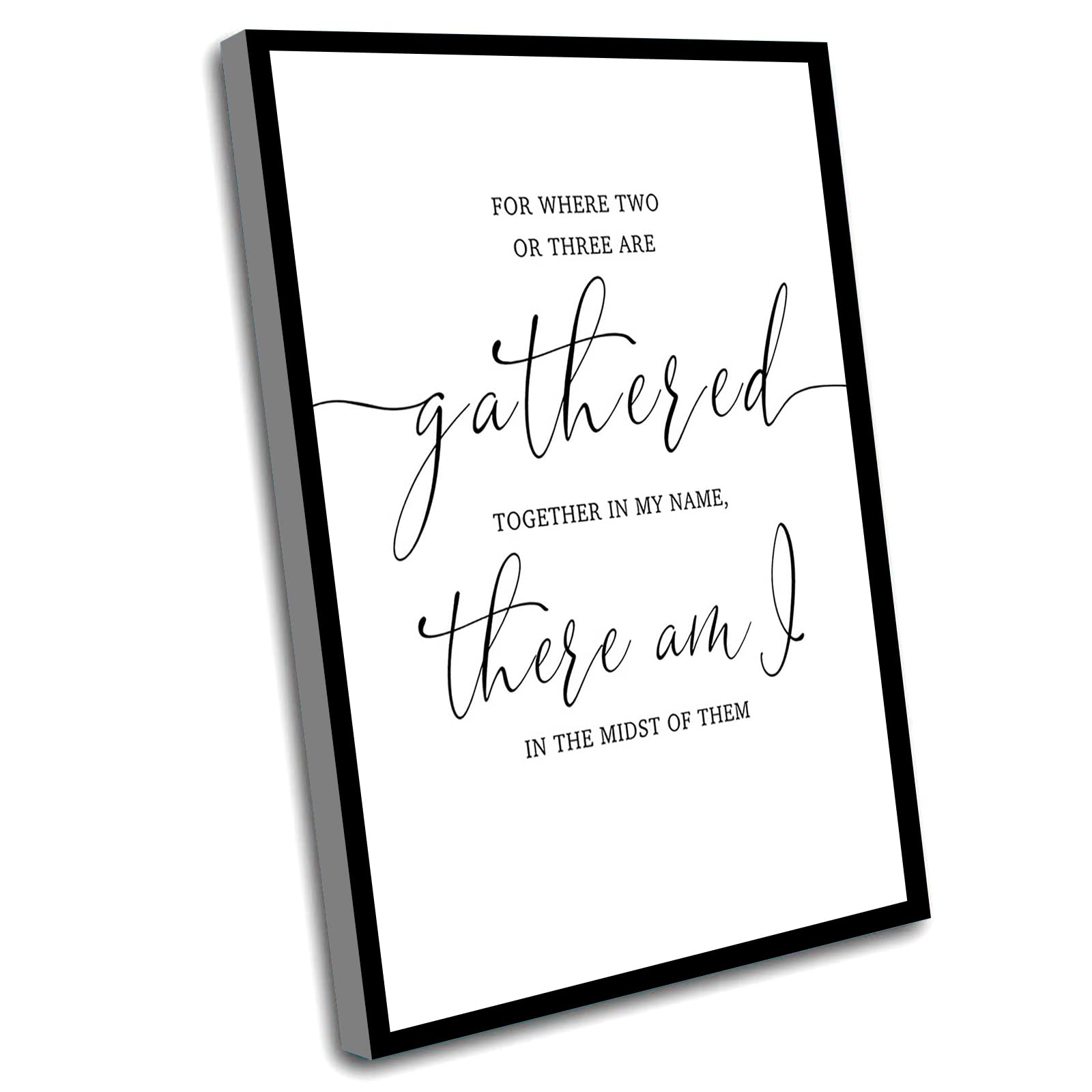 Modern Bible Verse Wall Art - Matthew 18:20 Scripture Print, 8x12 Inch Framed Christian Home Decor for Women | Minimalist Office & Bedroom Inspiration, Thoughtful Christian Gift