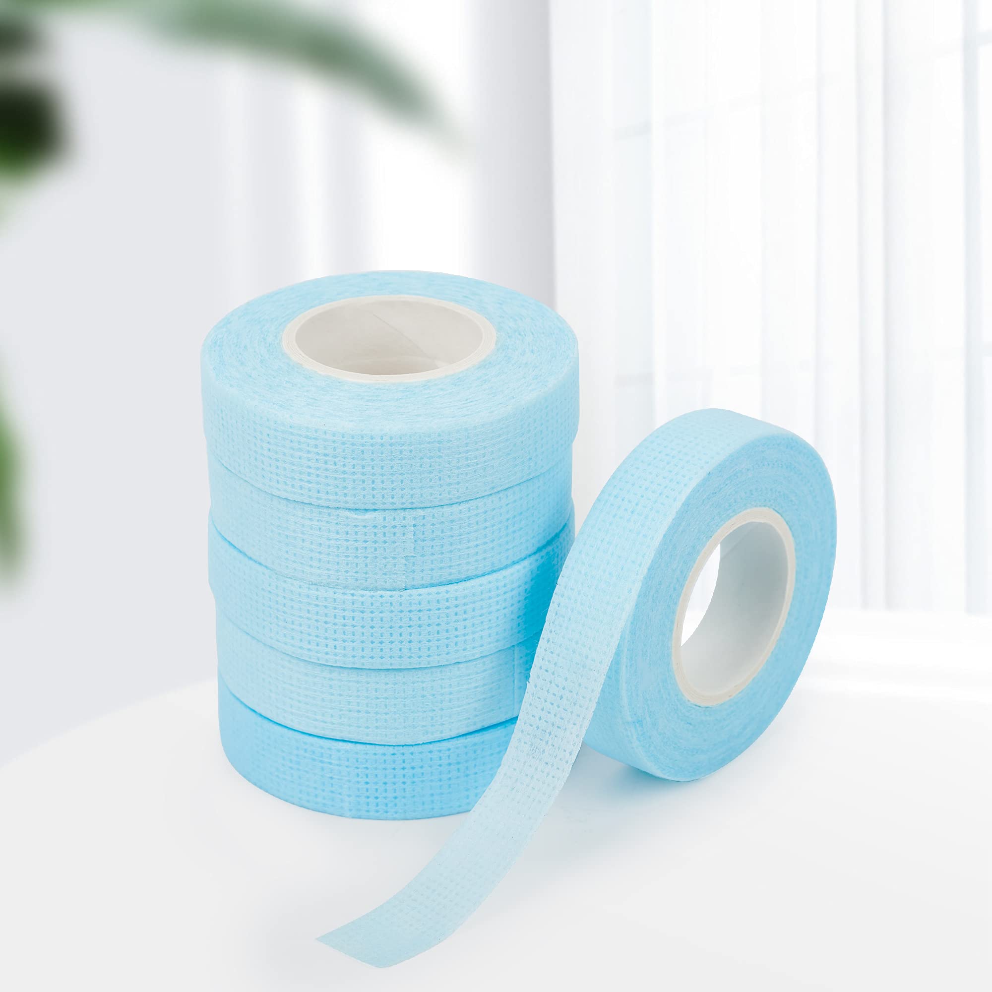 6 Rolls Eyelash Extension Tape - Breathable Fabric Adhesive Tape for Eyelash Extensions, Under Eye Protection & Individual Lashes (Blue-2) - Perfect for Salon Professionals & DIY Lash Artists at Home