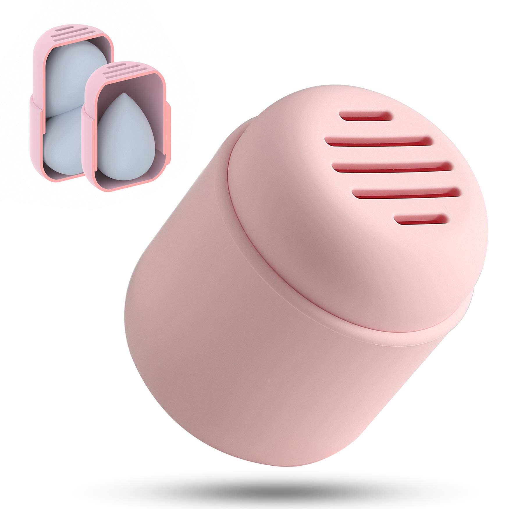 BEZOX Silicone Makeup Sponge Holder - Travel-Friendly Beauty Blender Case & Drying Container for Cosmetic Tools (Blender Not Included) - Pink | Perfect for Travel, Gym & Daily Makeup Organization