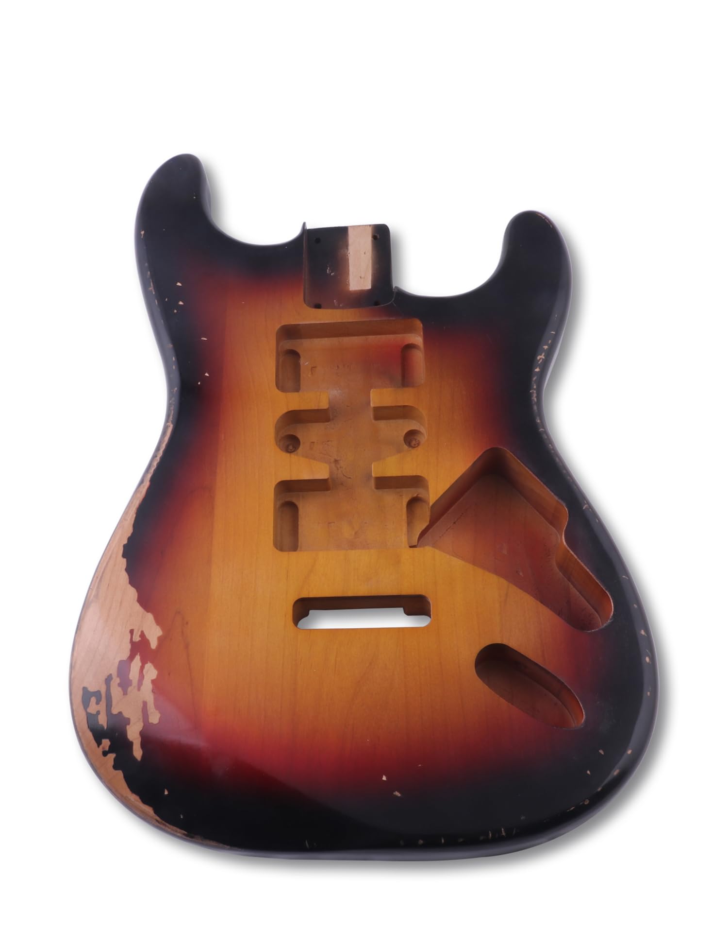 Vintage Relic Electric Guitar Body - Nitrocellulose Lacquer Top, Alder Wood ST Style DIY Guitar Body with H-S-H Routing & 3-Tone Sunburst Finish | Perfect for Custom Guitar Builds, Upgrades & Professional Musicians