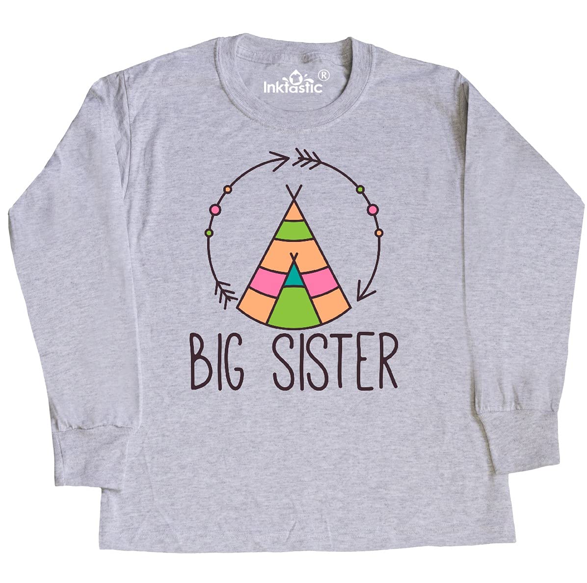 Inktastic Big Sister Youth Long Sleeve T-Shirt - Cute Sibling Matching Outfits for Family Photos & Special Occasions