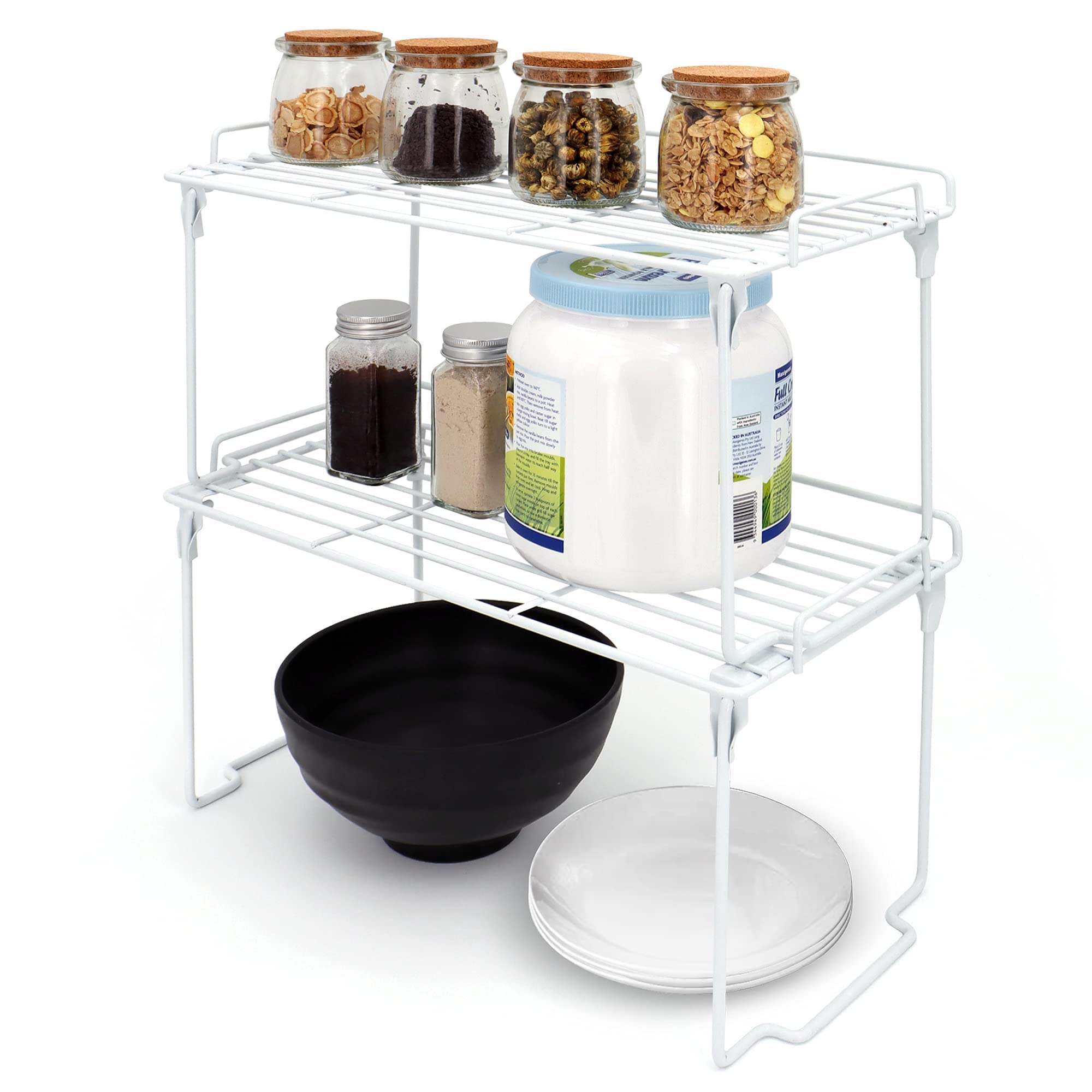 Redrubbit Kitchen Cabinet Storage Shelf Rack - Space Saving Organizer for Spices, Cans & Pantry Items - Perfect for Small Kitchens & Closet Organization