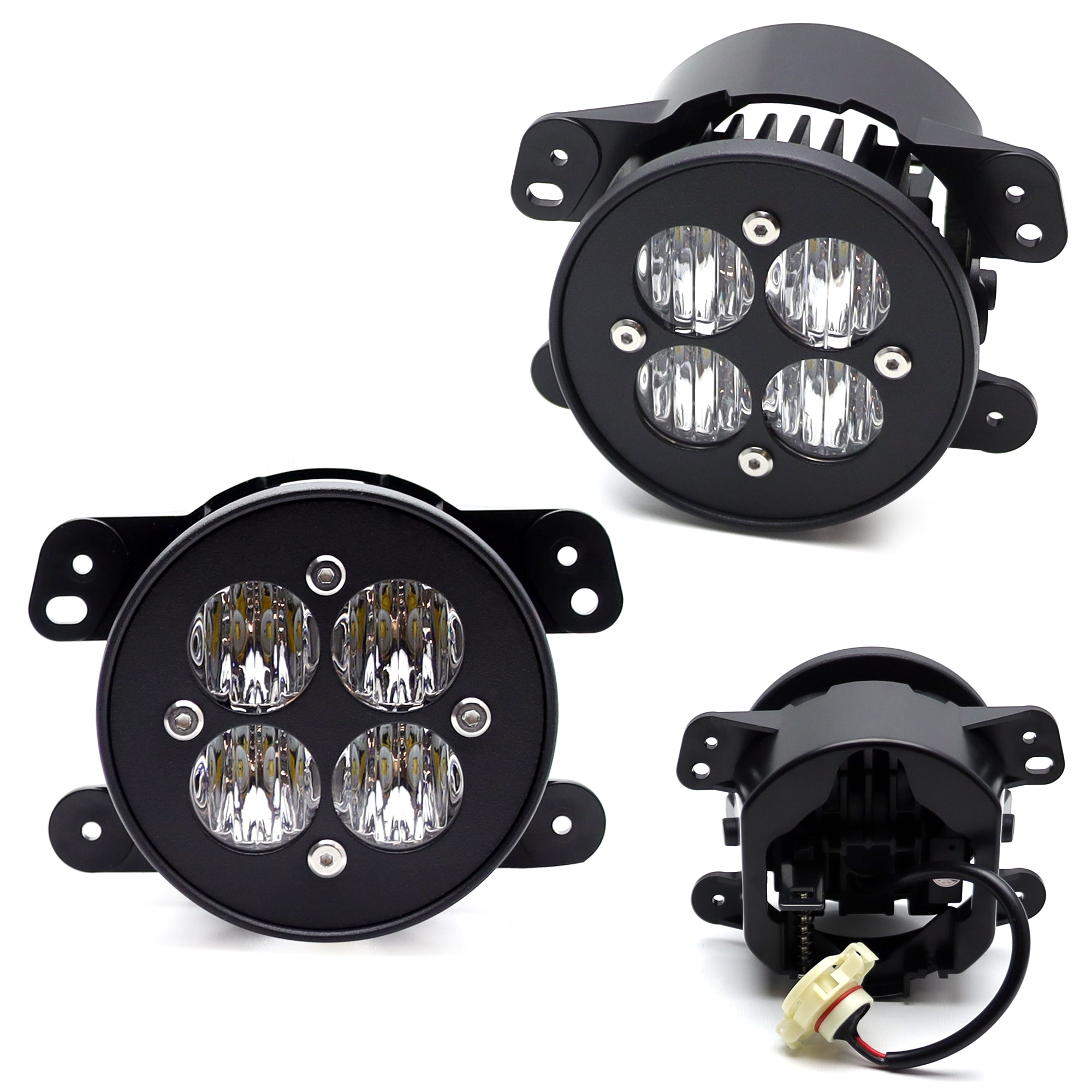 24W LED Wide Angle Flood Beam Fog Light Kit with Clear Lens for Jeep Dodge - Perfect for Off-Roading, Night Driving & Adverse Weather Conditions