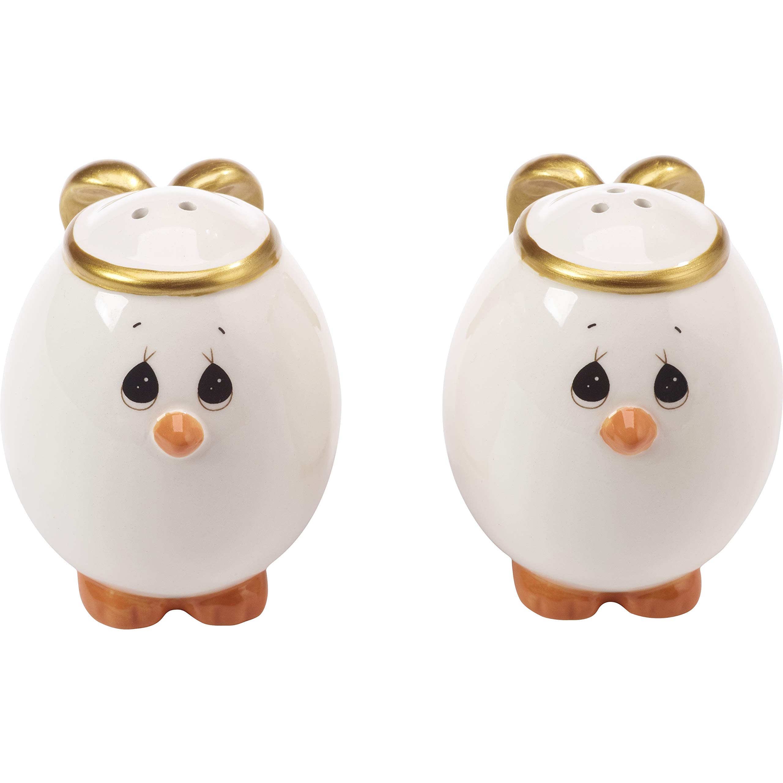 Precious Moments Chick and Egg Ceramic Salt and Pepper Shaker Set - 2 Piece Easter Kitchen Decor for Dining Table, Holiday Gifts, and Home Decor