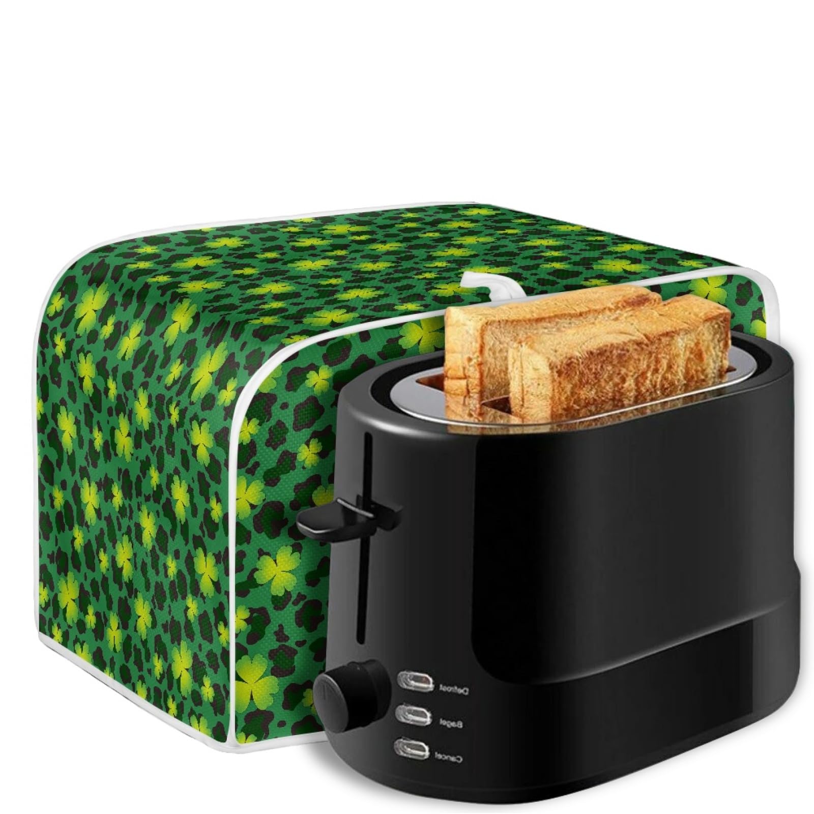 St. Patrick's Day Themed 4-Slice Toaster Cover - Stain Resistant Dustproof Microwave & Oven Grill Protector with Handle - Perfect for Kitchen Countertop Organization & Small Appliance Protection
