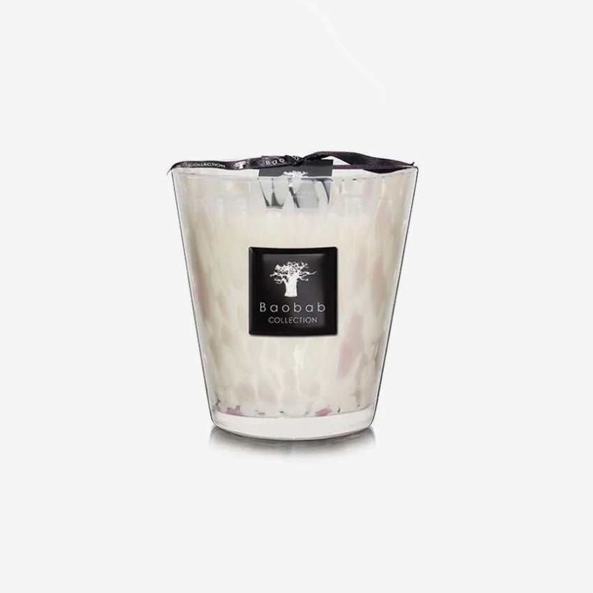 Baobab Collection White Pearls Scented Candle - Luxury Home Fragrance for Relaxation & Romantic Ambience - Perfect for Bedroom, Bathroom & Spa Decor