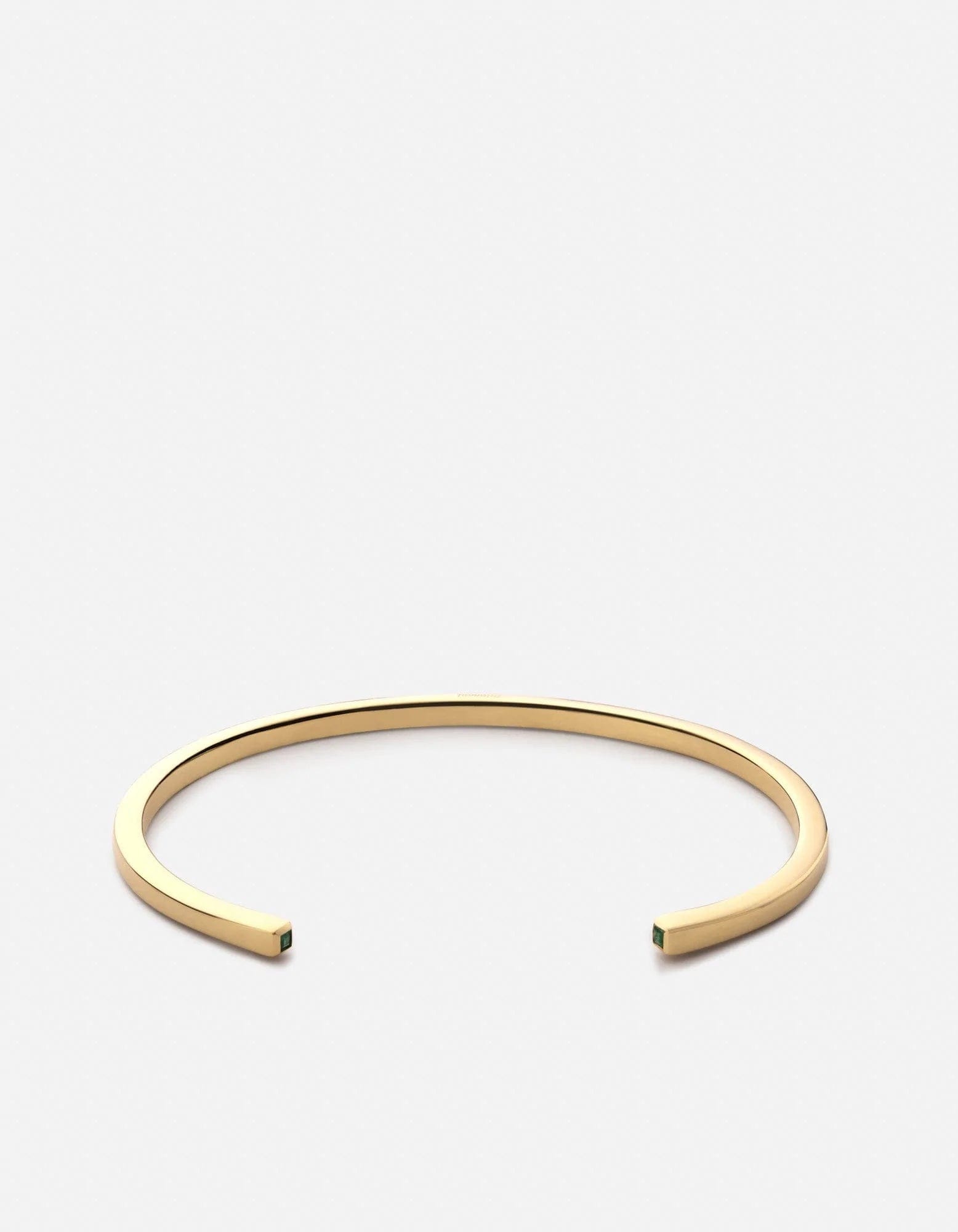 3mm Arbor Cuff Bracelet - 14K Gold Vermeil with Genuine Emerald Gemstone | Elegant Stackable Bangle for Women | Perfect for Weddings, Date Nights & Special Occasions