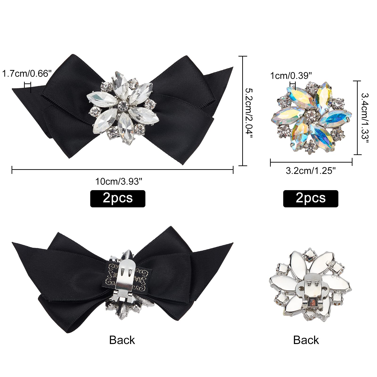 Elegant Rhinestone Shoe Clips - 4 Pack Alloy Flower Crystal Buckle Clips for Women's Shoe Decoration, Wedding & Party Accessories | Perfect for Bridal Shoes, Prom, Evening Dresses and Special Occasions