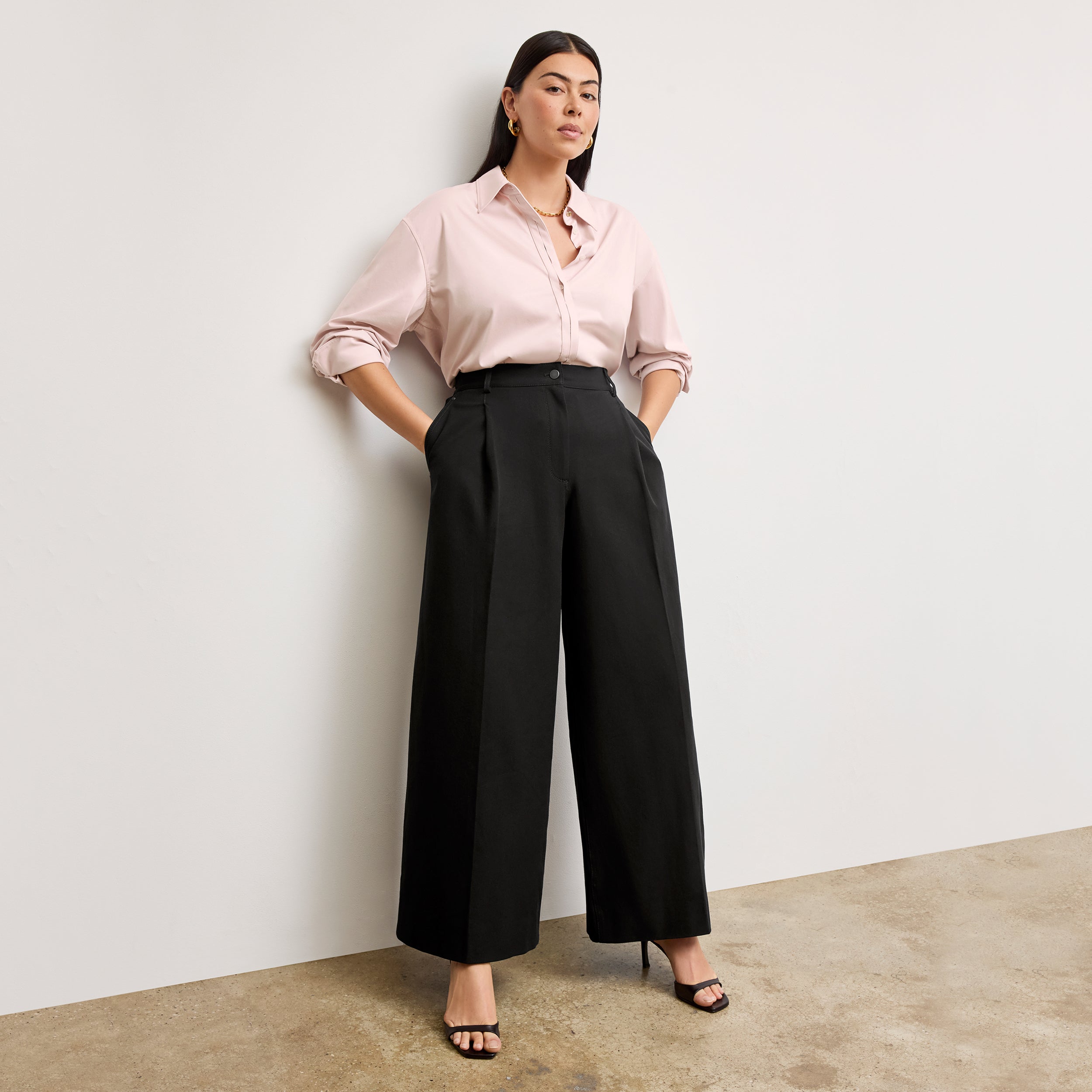 Harrison Wide Pleated Jeans for Women - High Waist Stretch Denim Pants - Comfortable & Stylish Black Jeans for Casual Wear, Work, and Everyday Outfits