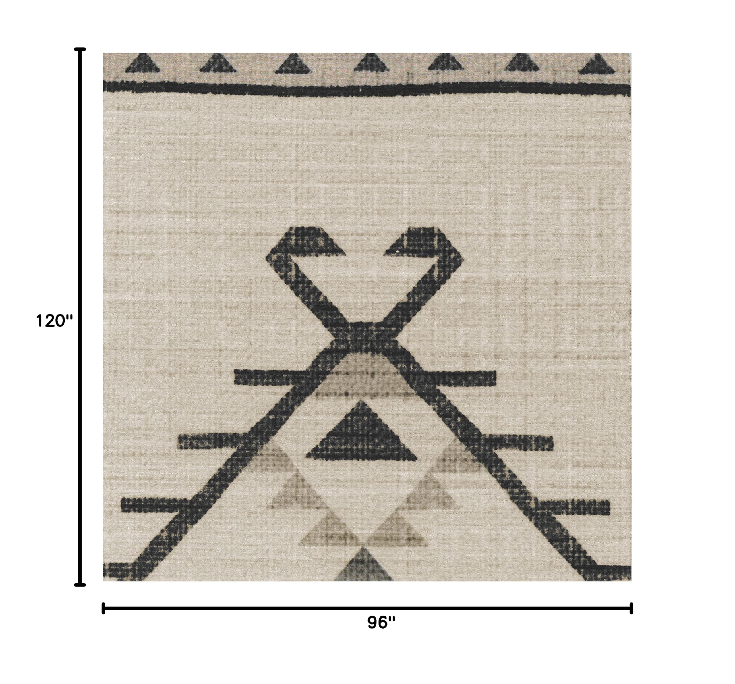 Ruggable Washable 8x10 Large Area Rug | Damali Black & White Pattern | Premium Non-Slip Living Room, Bedroom, Kitchen Rug | Office & Classroom Carpet with Gripper Pad | Perfect for High-Traffic Areas & Pet-Friendly Homes