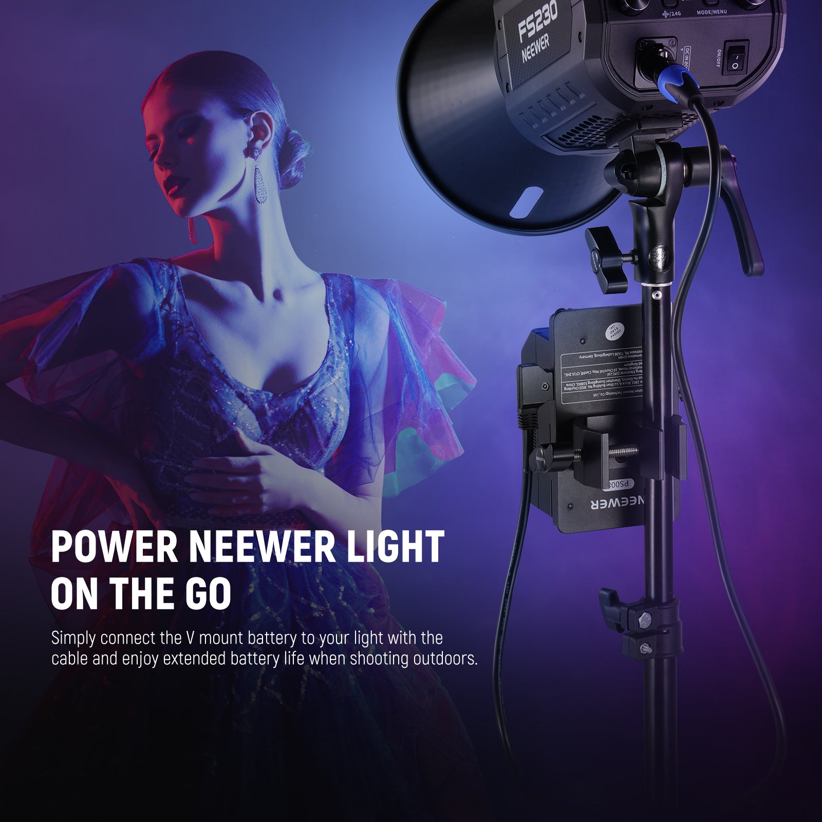NEEWER NC009 D-Tap to 3-Pin XLR Power Cable for NEEWER FS150 FS150B FS230 FS230B LED Video Lights - Perfect for Studio Lighting, Photography, and Film Production