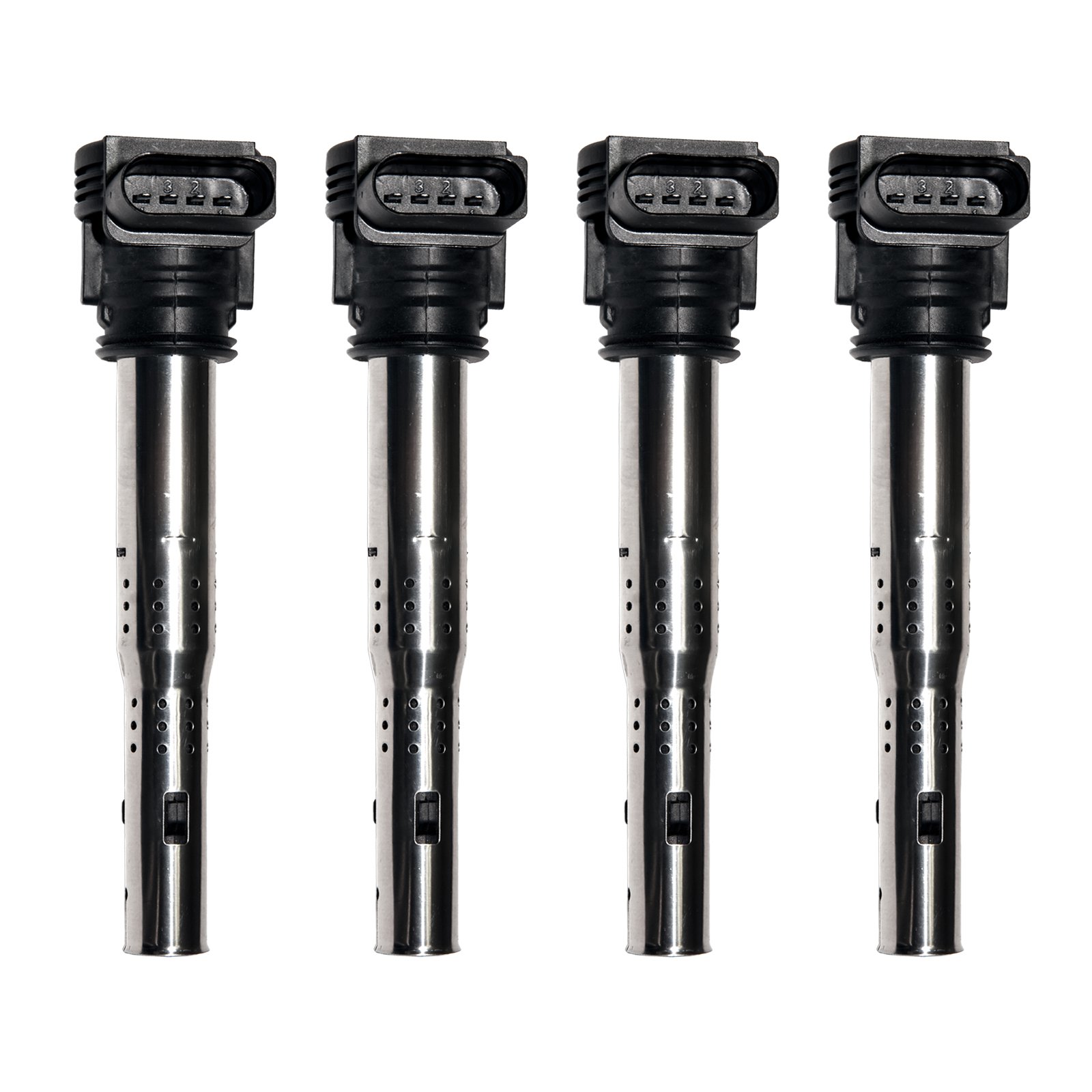 MAS Set of 4 Premium Ignition Coil Packs - Compatible with Audi Volkswagen A3 A4 Allroad A5 A6 Q5 TT CC Beetle GTI Eos Passat Jetta Golf L4 2.0L - Direct Replacement for UF-575 - Perfect for Engine Performance & Maintenance