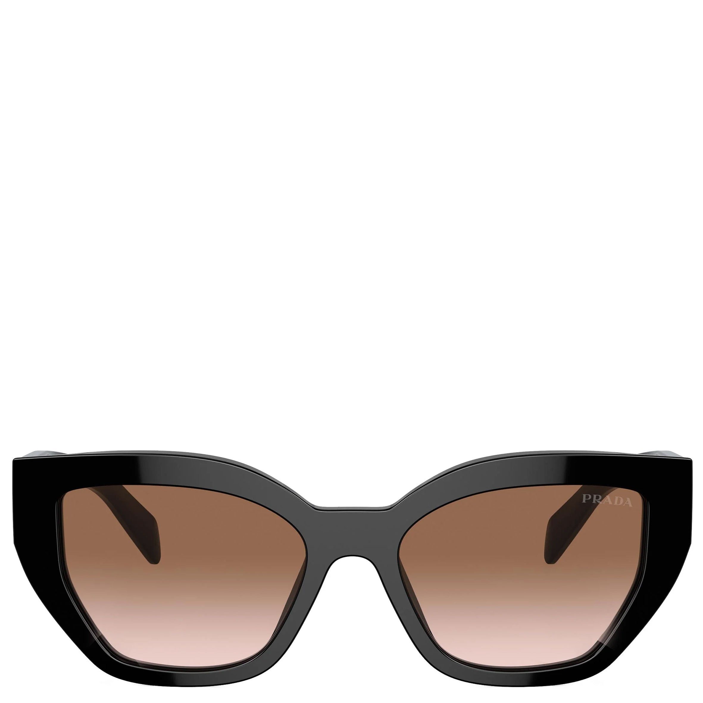 PRADA PRA09S Butterfly Sunglasses for Women - Black/Gradient Brown Polarized UV Protection - Fashion Luxury Sunglasses for Beach, Driving & Outdoor Activities