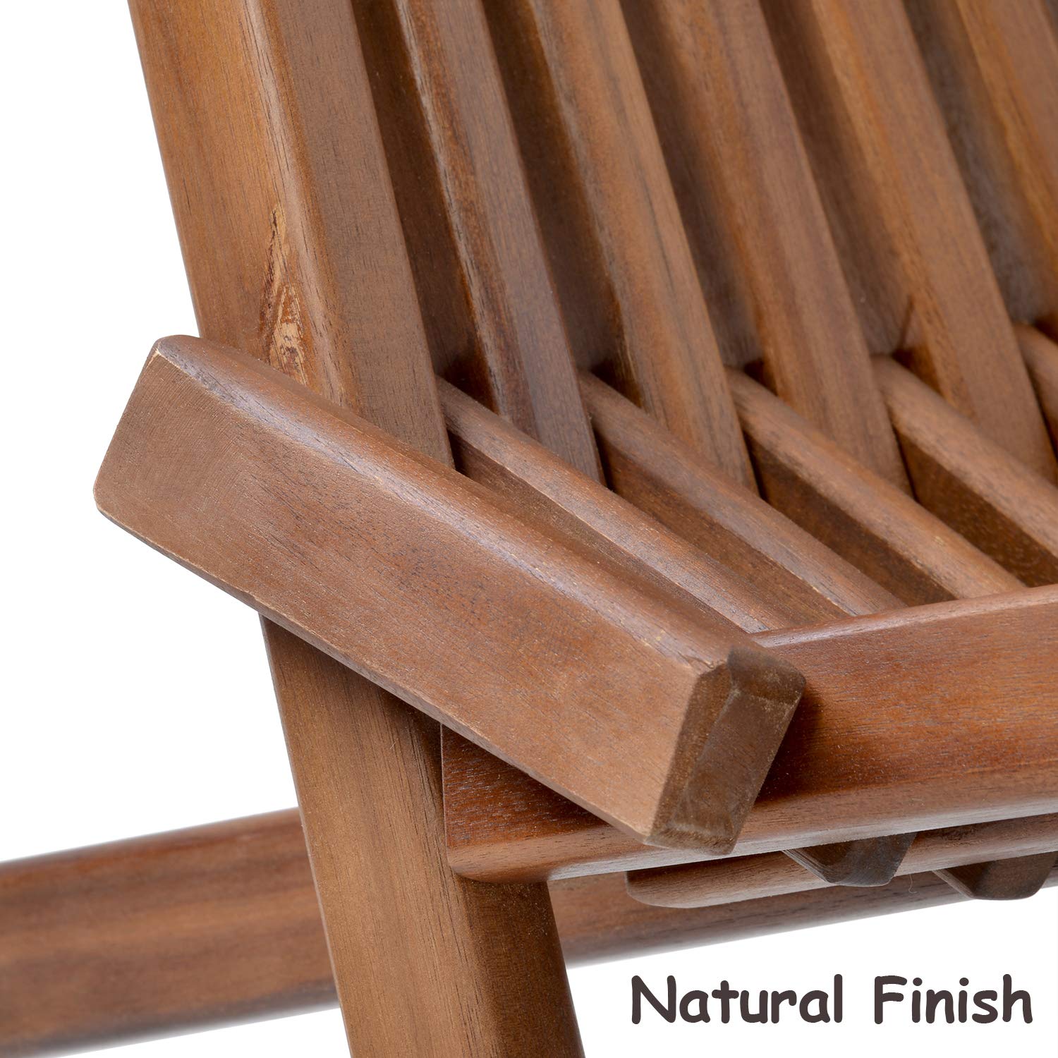 Solid Acacia Wood Folding Lounge Chairs Set of 2 - Handcrafted Low Profile Patio Seating for Indoor & Outdoor Use - Perfect for Beach, Yard, Balcony, Fire Pit & Garden Relaxation (2-Pack)