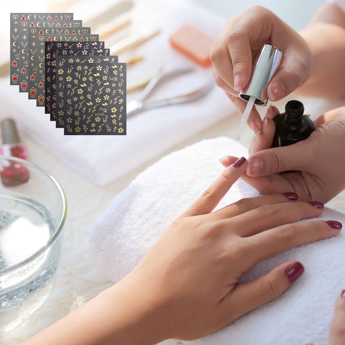 VAEIORP 8-Piece Nail Stickers Set - Waterproof Nail Art Decals for DIY Manicure, French Tip Designs & Nail Decorations | Perfect for Home Salon, Parties & Gift Giving
