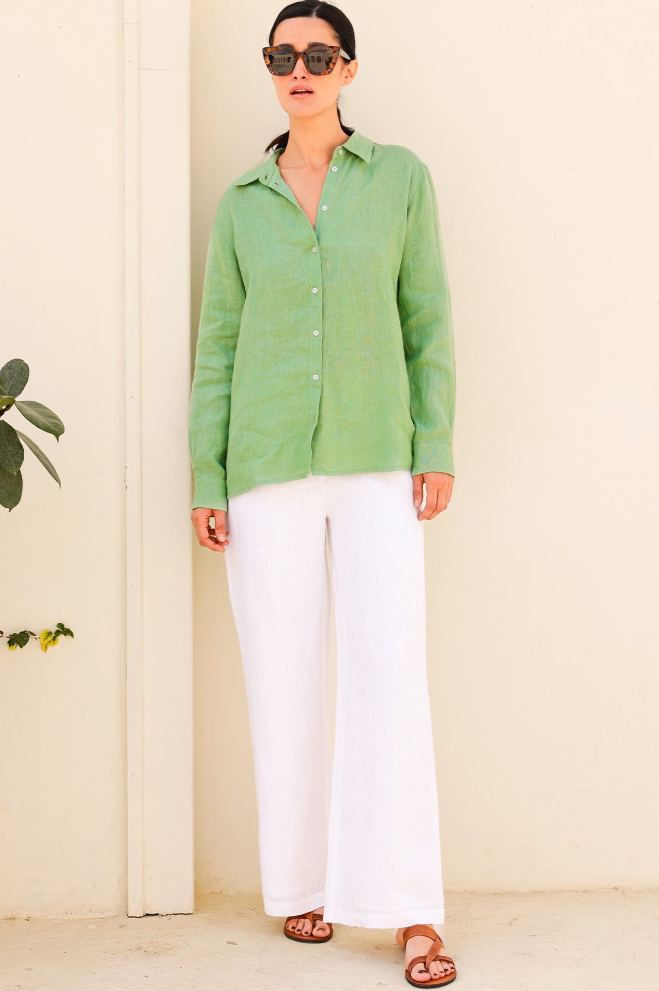Breathable Wide Leg Linen Pants for Women - Comfortable White Summer Trousers | Perfect for Beach, Vacation & Casual Outings