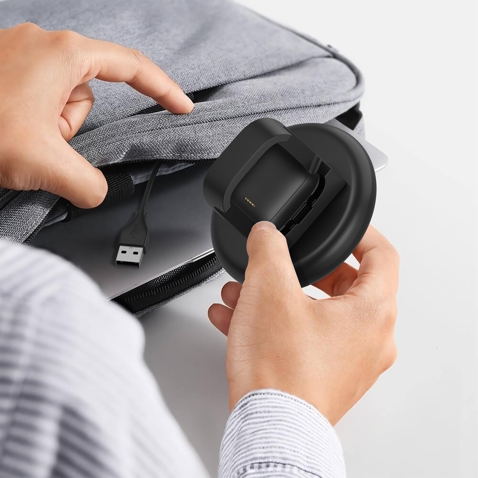 Upgraded Fitbit Versa 2 Charger Dock Stand with Charging Cable - Replacement Charging Accessories for Versa 2 Only (Not Compatible with Versa/Versa Lite) - Perfect for Home, Office & Travel Use