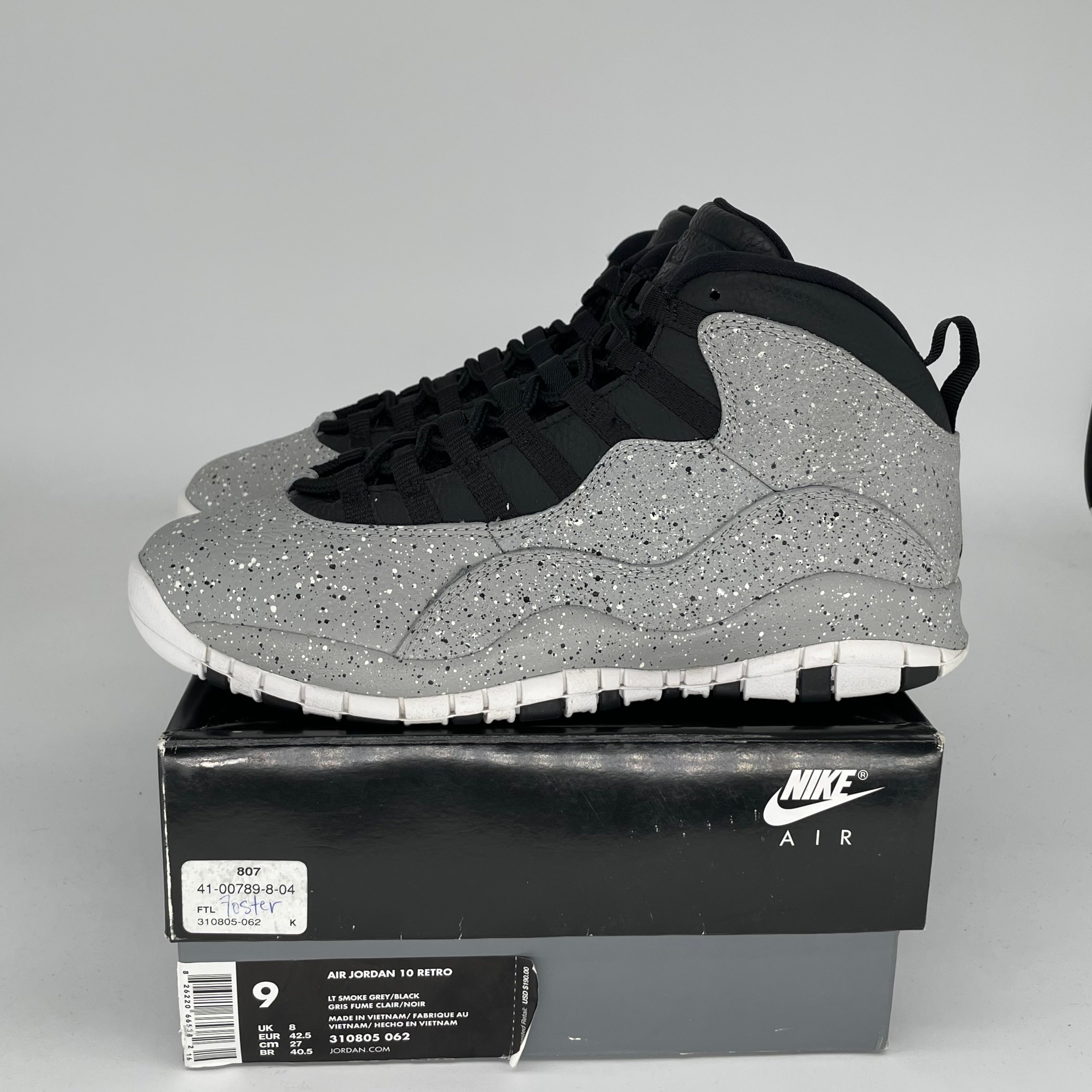 AIR JORDAN 10 Retro Light Smoke Grey Men's Basketball Shoes Size 9 - 310805-062 | Authentic Sneakers for Running, Training & Streetwear Fashion