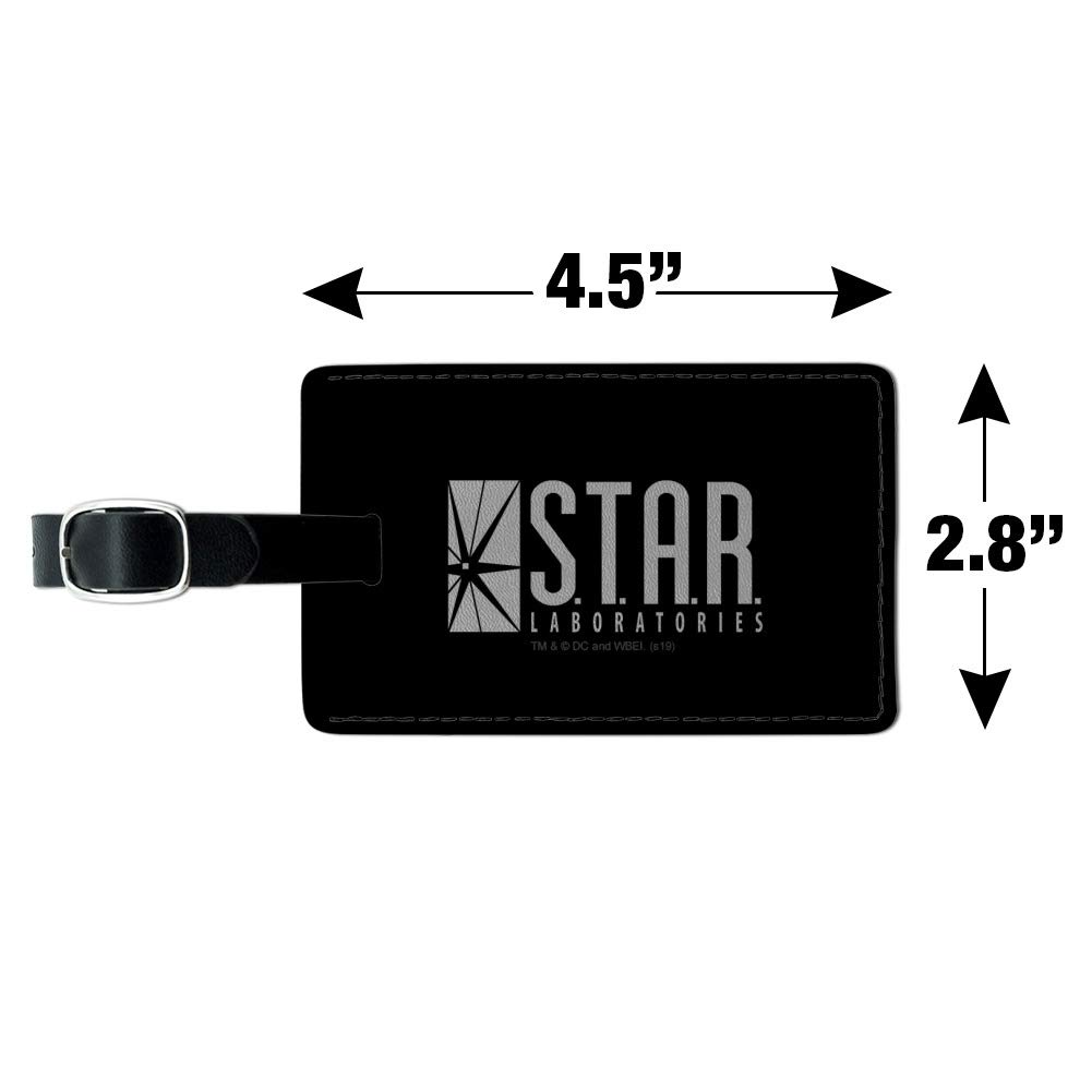 The Flash TV Series Star Labs Logo Leather Luggage Tag - Rectangle ID Card Holder for Travel, Cosplay & Superhero Fans - Perfect for Suitcases, Backpacks & Gift Giving