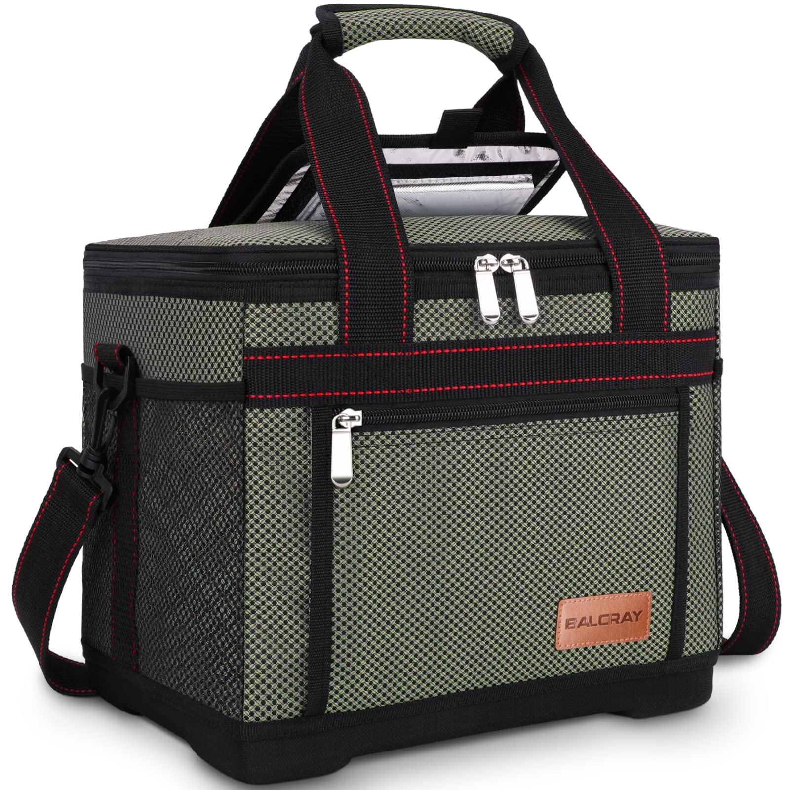 BALORAY 24-Can Insulated Lunch Bag (15L) - Large Soft Cooler Tote with Shoulder Strap for Men & Women - Perfect for School, Work, Picnic, Travel & Camping - Keep Food Fresh All Day