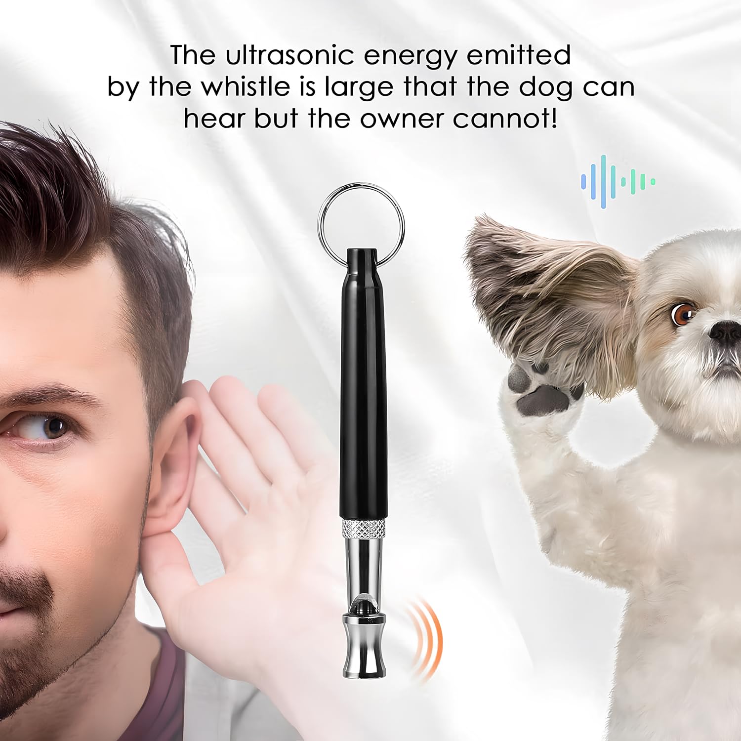 Adjustable Ultrasonic Silent Dog Training Whistle - Stop Barking Neighbors Dog, Anti-Bark Device for Pet Behavior Control (Black) | Perfect for Outdoor Training, Obedience Classes & Quieting Noisy Dogs