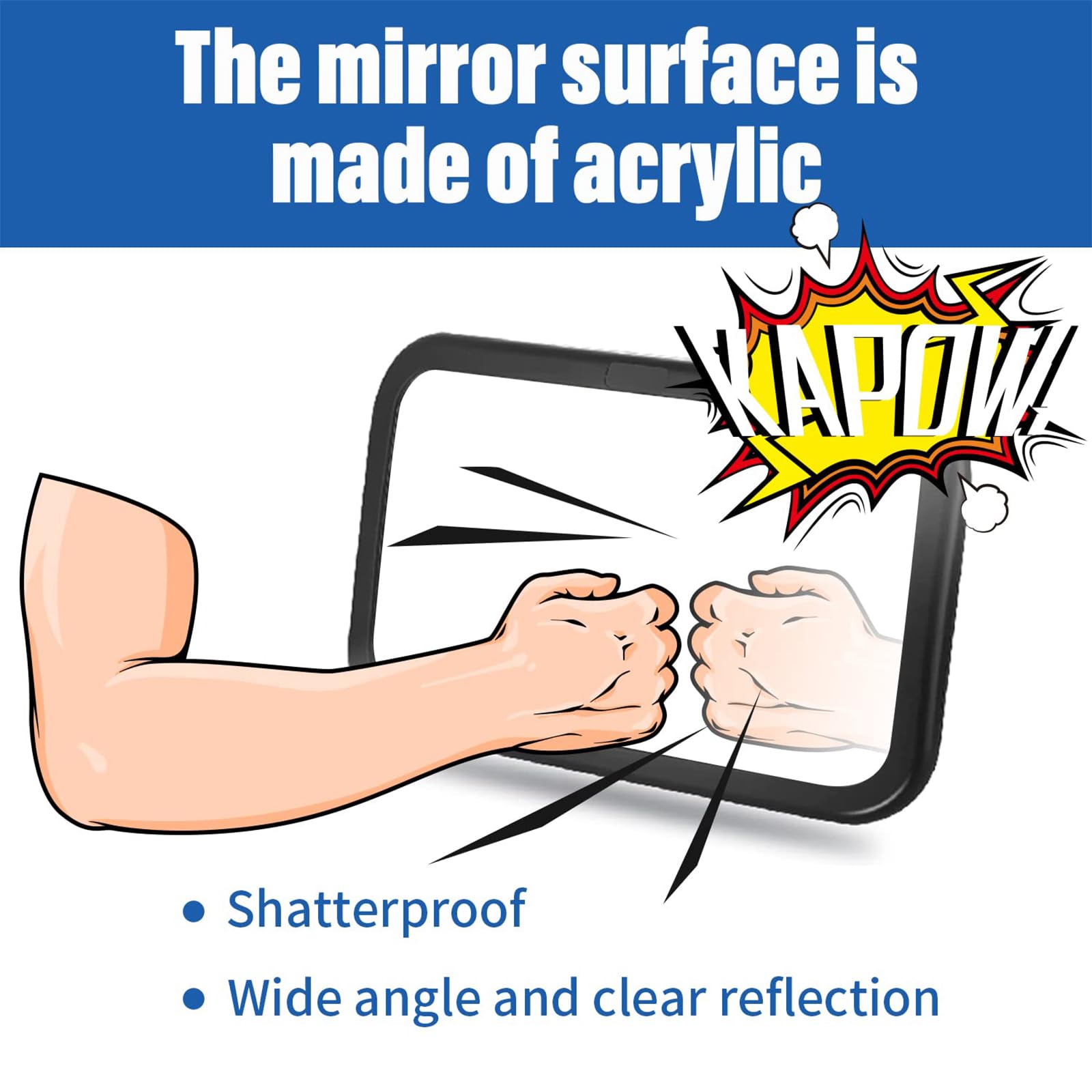 Extra Large Baby Car Mirror – Shatterproof Safety Car Seat Mirror for Rear Facing Infants | Wide View Adjustable 360° Acrylic Backseat Mirror | Secure & Fully Assembled Black Mirror for Safe Driving with Baby | Perfect for Road Trips & Daily Commutes