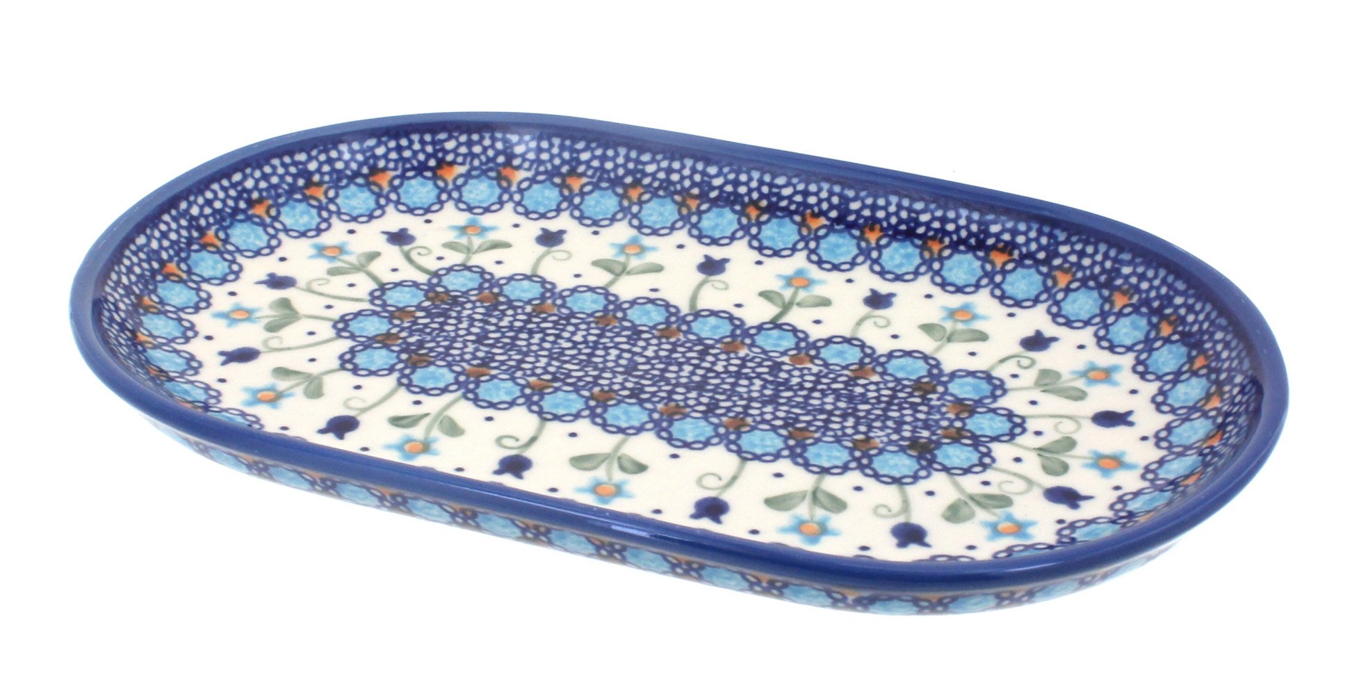 Blue Rose Polish Pottery Savannah Small Oval Platter - Handmade Ceramic Serving Dish for Appetizers, Cheese & Charcuterie - Perfect for Dinner Parties, Holidays & Gift Giving
