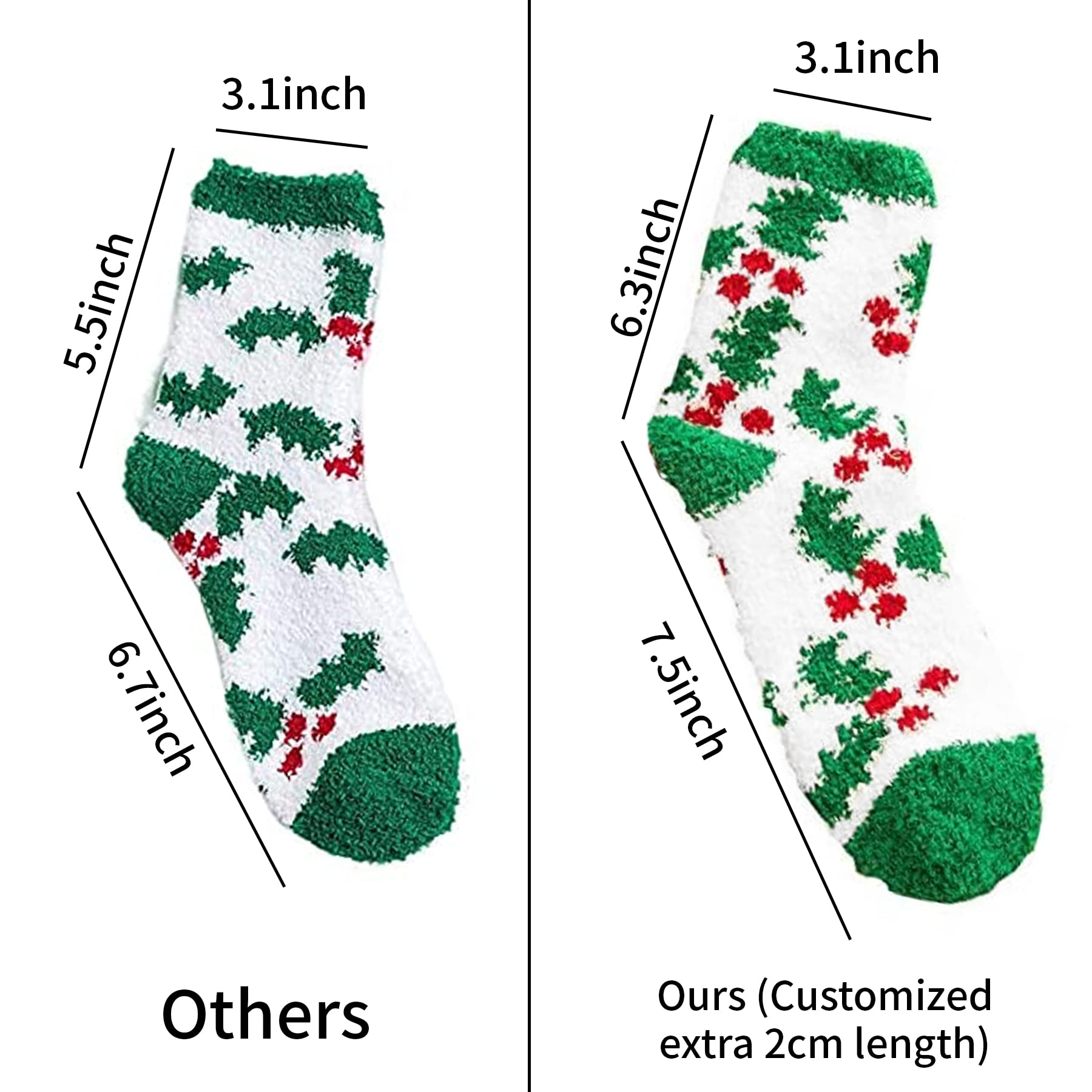 October Elf 6 Pairs Christmas Holiday Socks for Adults - Warm Winter Cozy Fuzzy Socks with Anti-Slip Bottom (Plus Size Available) - Perfect for Gifts, Parties & Cold Weather Comfort