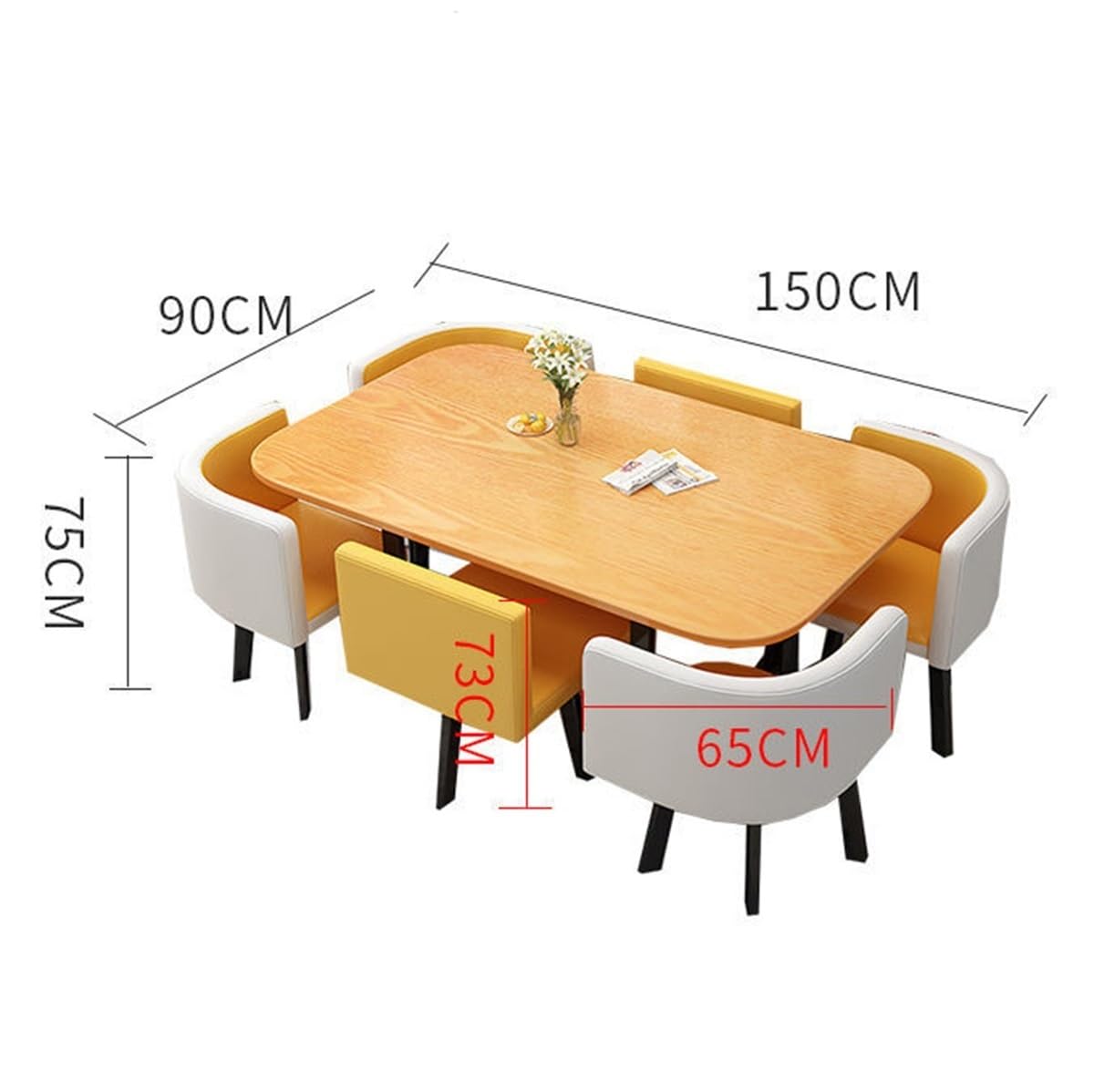 Purple 6-Piece Dining Table Set with Chairs - Office Conference Table, Reception Desk, Coffee Bar Table for Business Meetings & Home Use - Perfect for Meetings, Dining & Office Decor