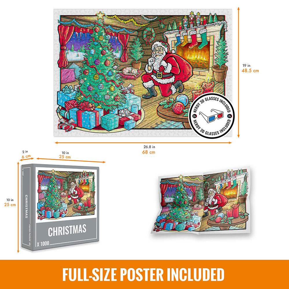 Christmas 3D Jigsaw Puzzle - 1000 Piece Holiday Puzzle for Adults & Families | Perfect for Winter Decor, Gift Giving & Family Bonding Activities