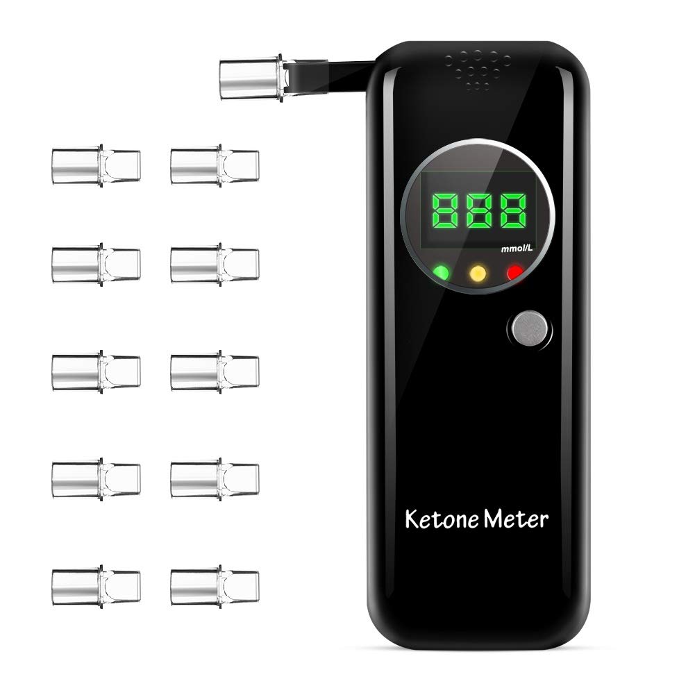 Professional Portable Ketone Breath Meter - Digital Ketone Breathalyzer with 10 Disposable Mouthpieces for Ketosis Testing | Perfect for Keto Diet, Weight Loss & Diabetes Management