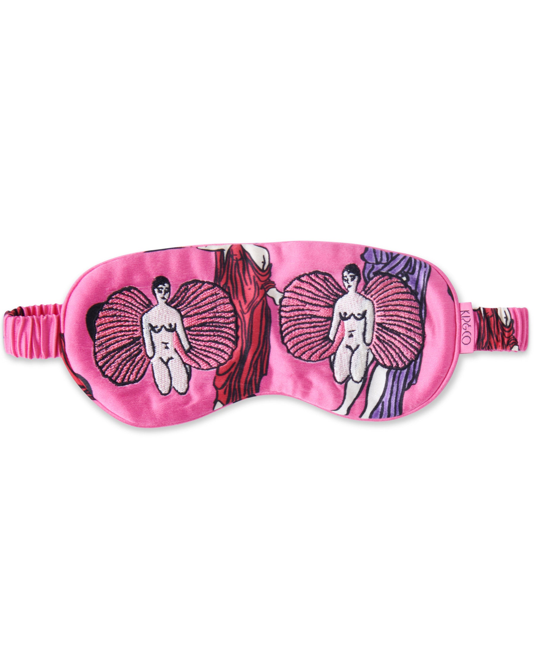 Kip&Co x Jenny Kee Pretty In Pink Silk Sleep Mask for Women - Soft & Comfortable Eye Cover for Travel, Nap & Nighttime Relaxation