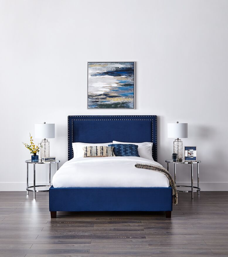 Chloe 3-Piece Queen Size Bedding Set - Navy Blue Comforter, Pillow Shams & Bed Skirt - Soft Microfiber Luxury Bedroom Decor for Master & Guest Rooms