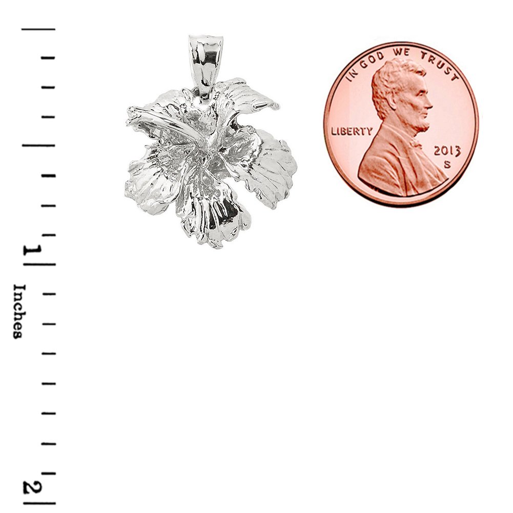 Sterling Silver Hibiscus Pendant Necklace for Beach & Summer Style