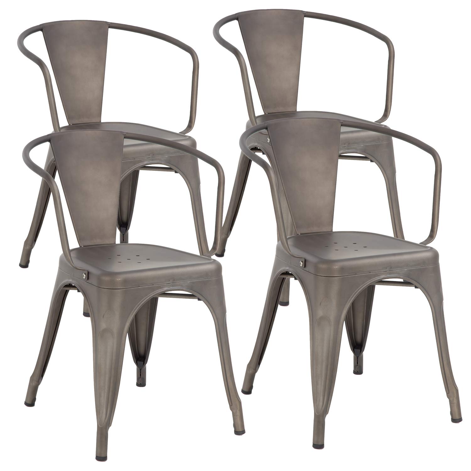 FDW 4-Piece Metal Dining Chairs Set - Indoor/Outdoor Stackable Kitchen & Patio Chairs - 18